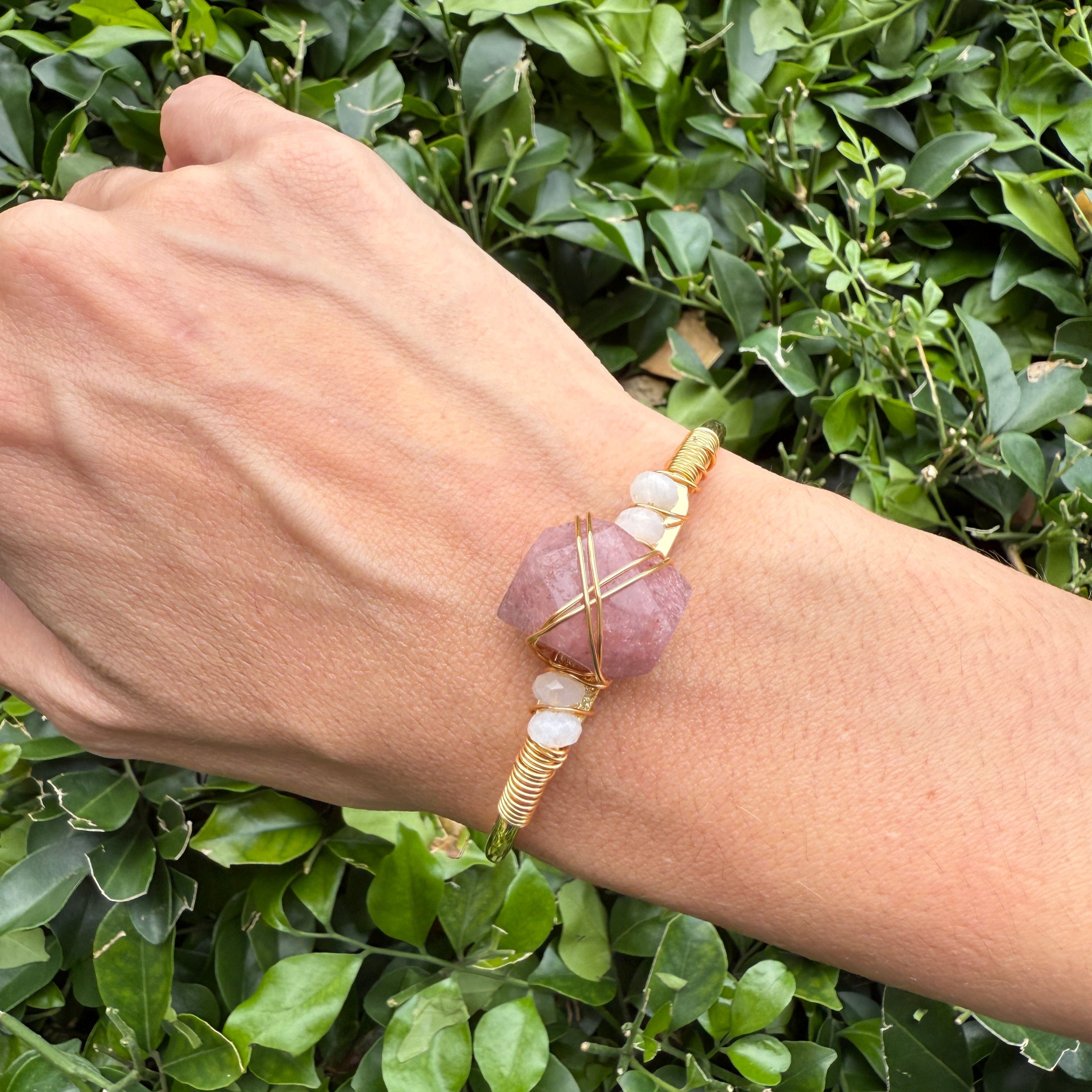 Large Peach Moonstone Cuff: The Reva
