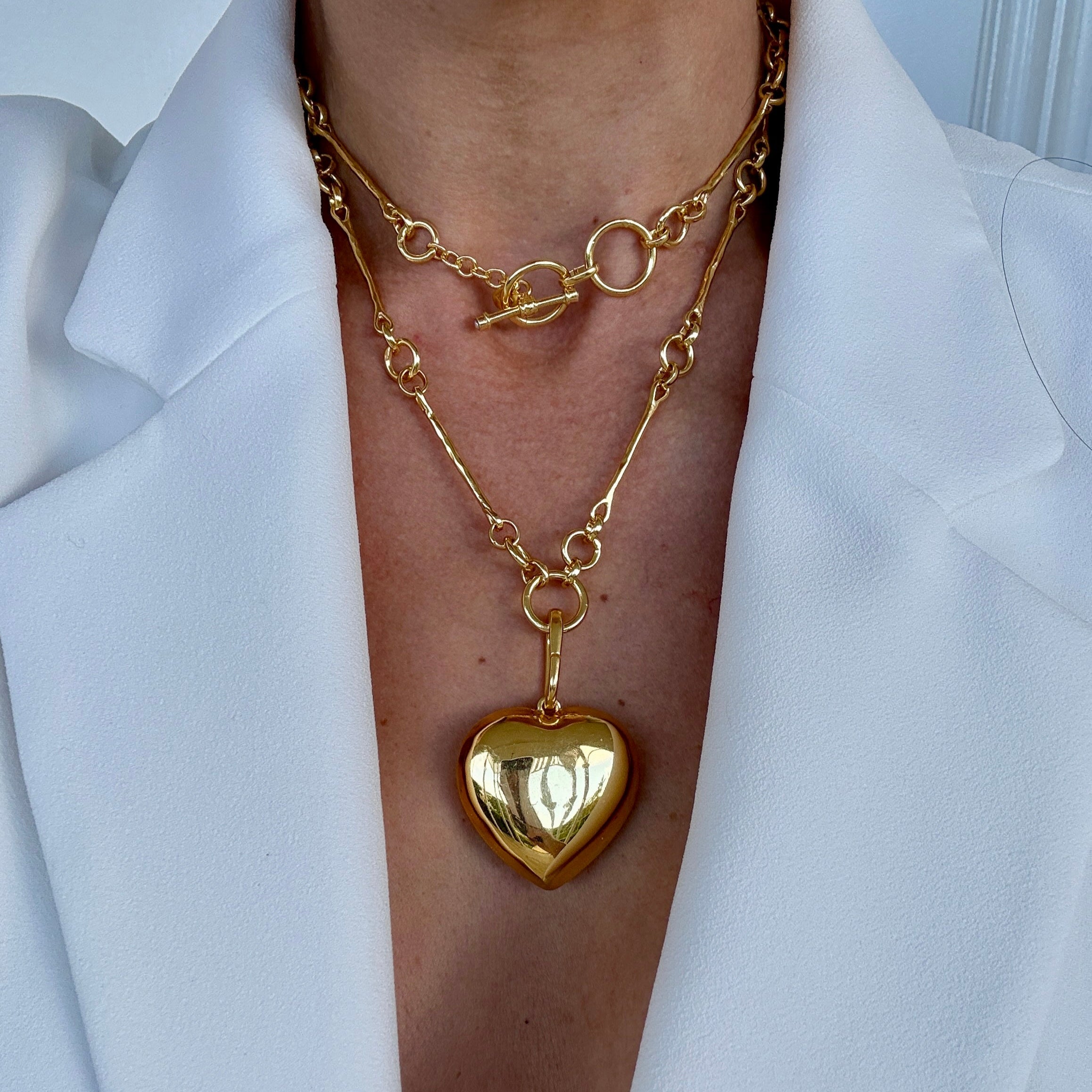 The Penelope: Long & Round Link T-Bar Necklace: