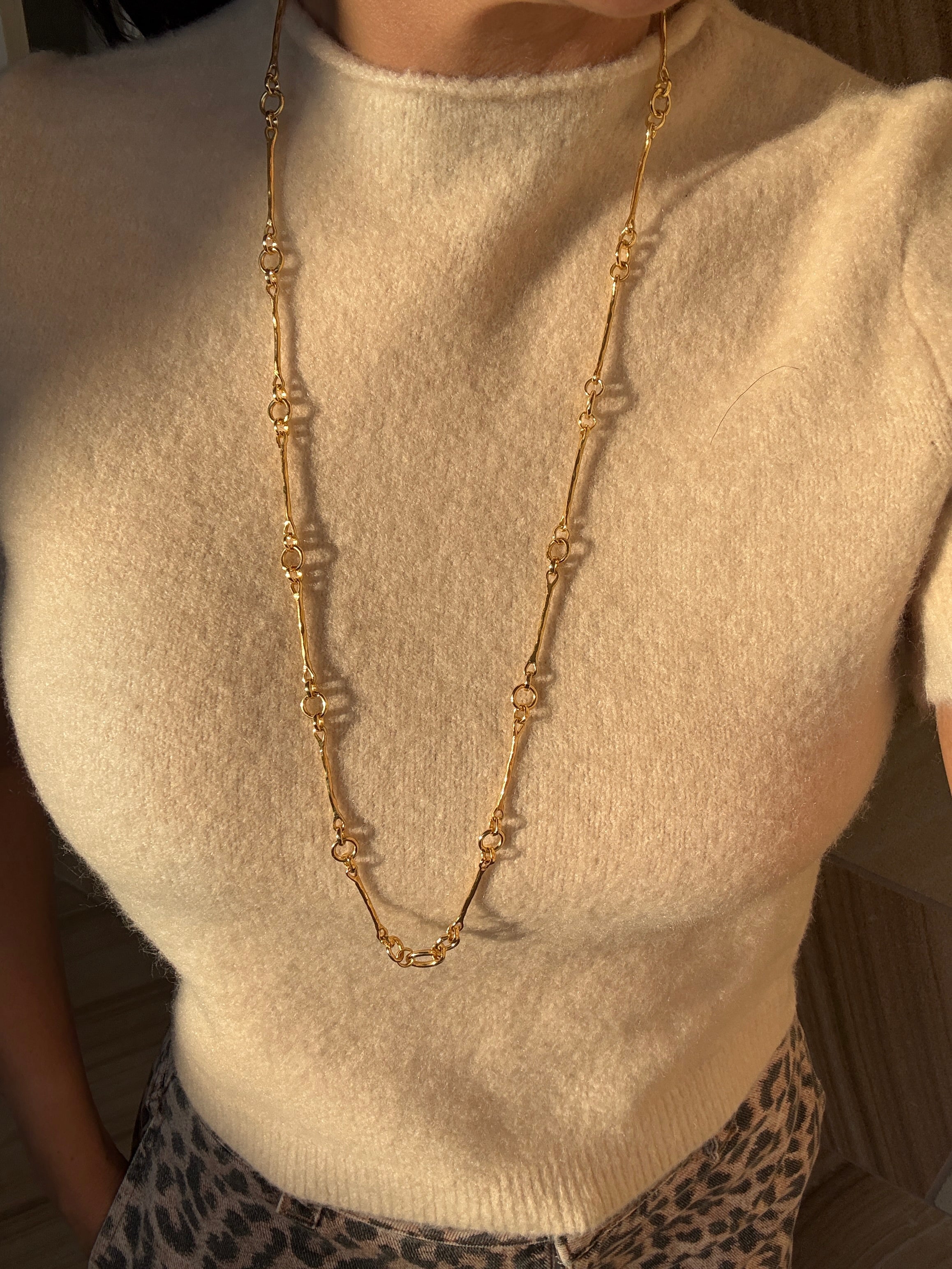 The Penelope: Long & Round Link T-Bar Necklace: