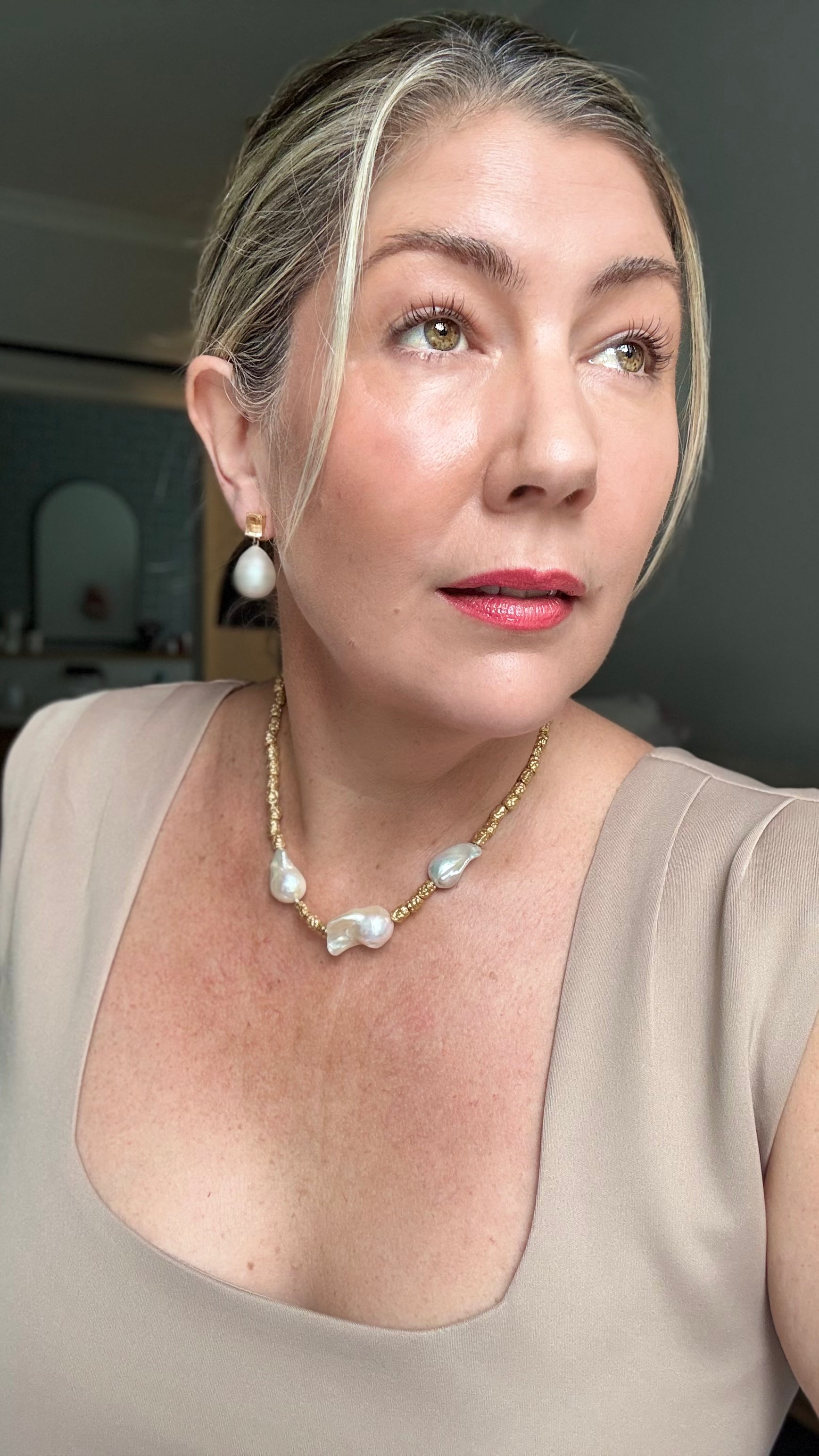 The Amari: 3 Baroque Pearl Necklace