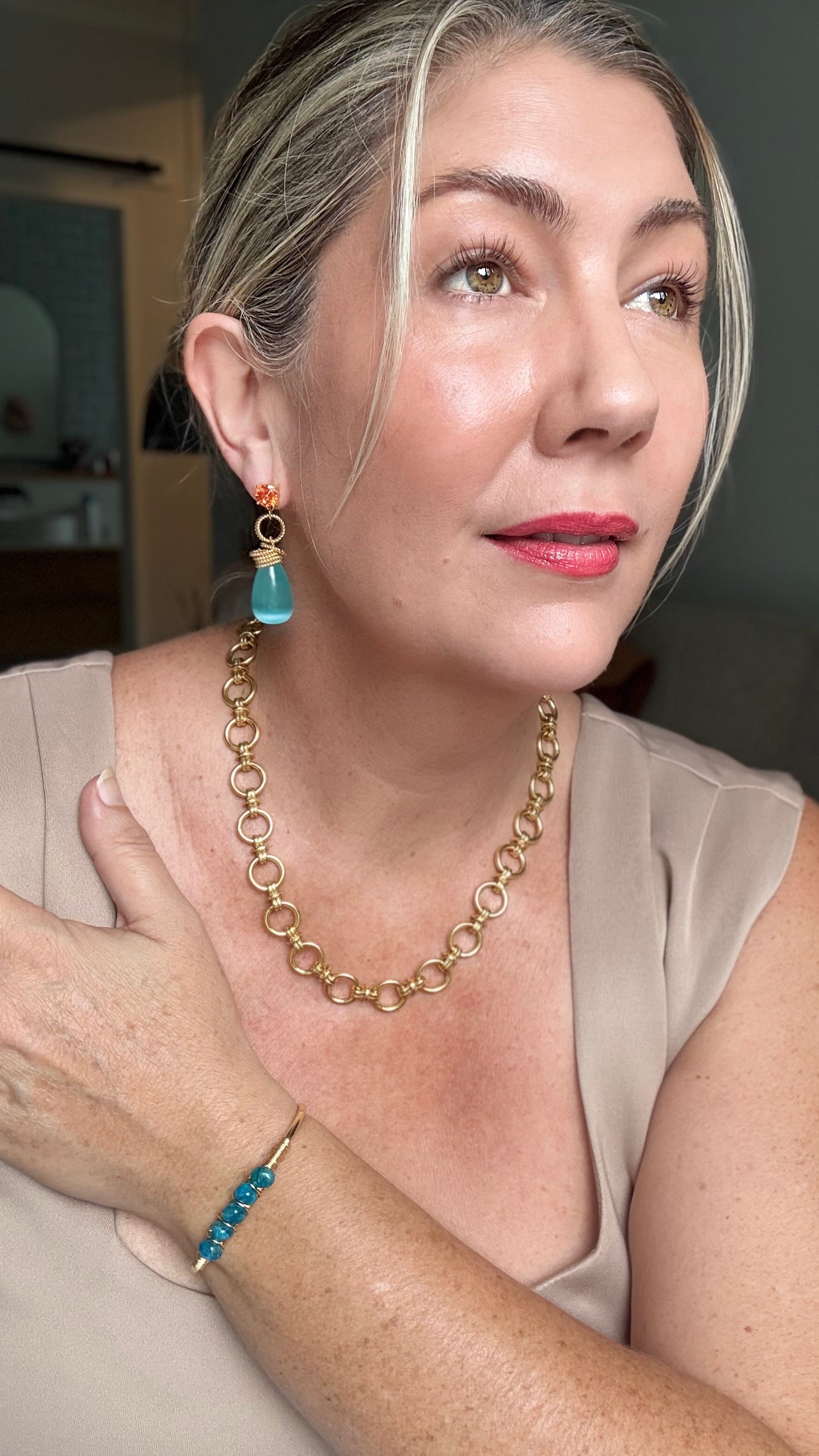 Double Gemstone Drop Earrings: The Clarissa
