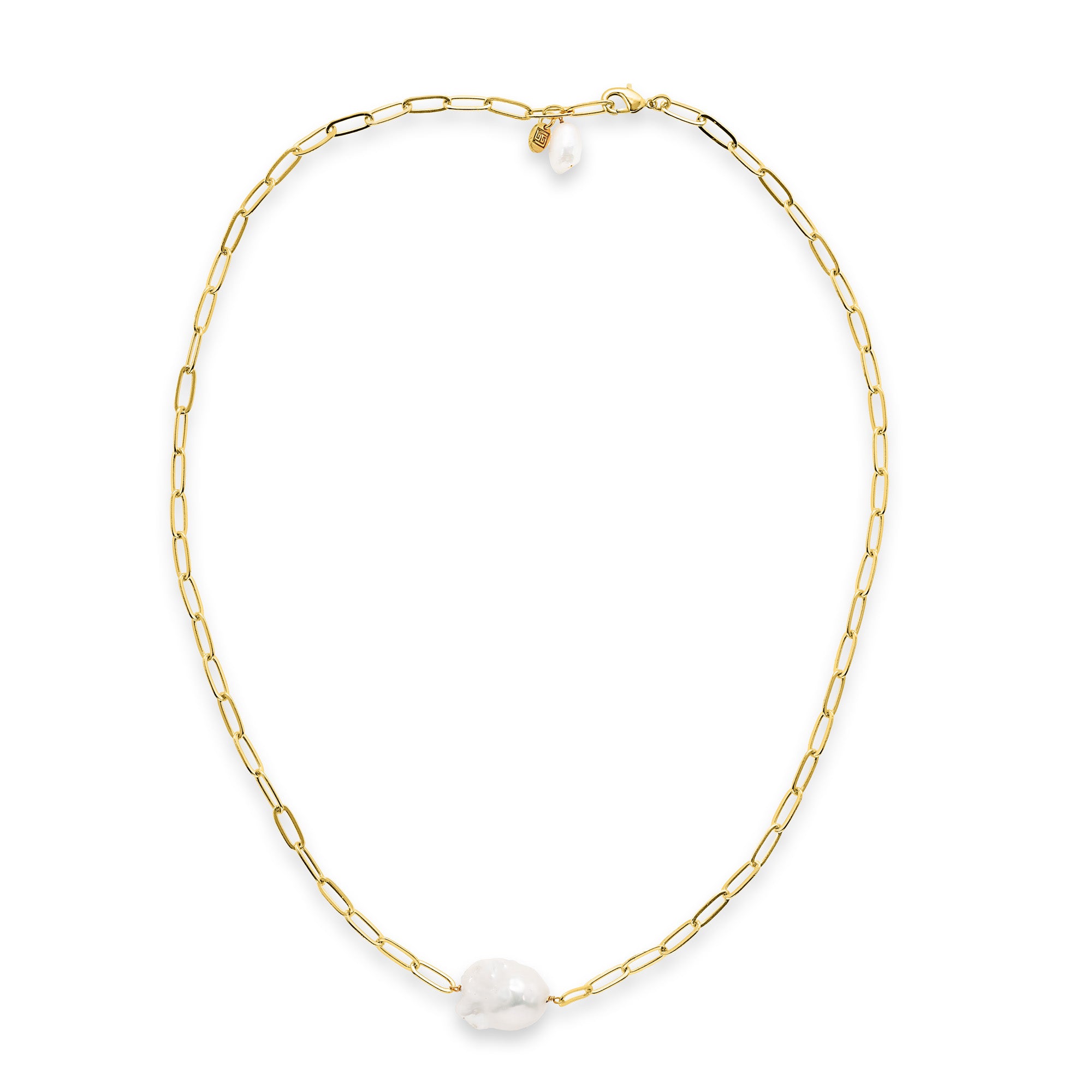 Horizontal Single Baroque Pearl Chain Necklace: The Carrie