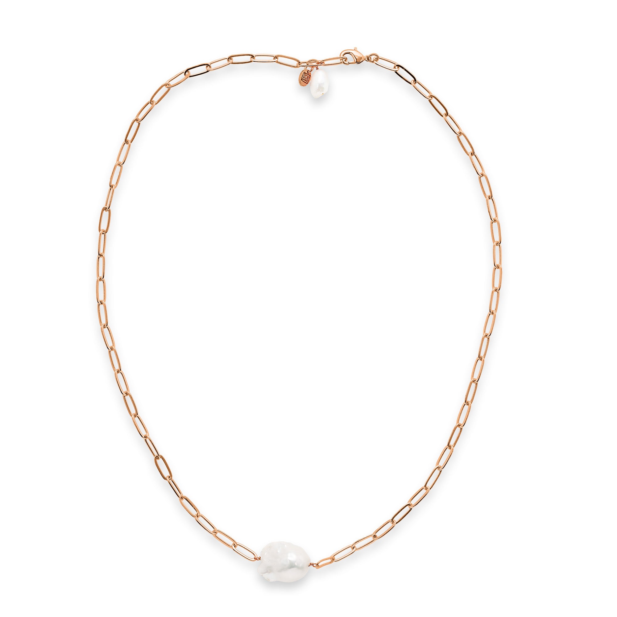 Horizontal Single Baroque Pearl Chain Necklace: The Carrie