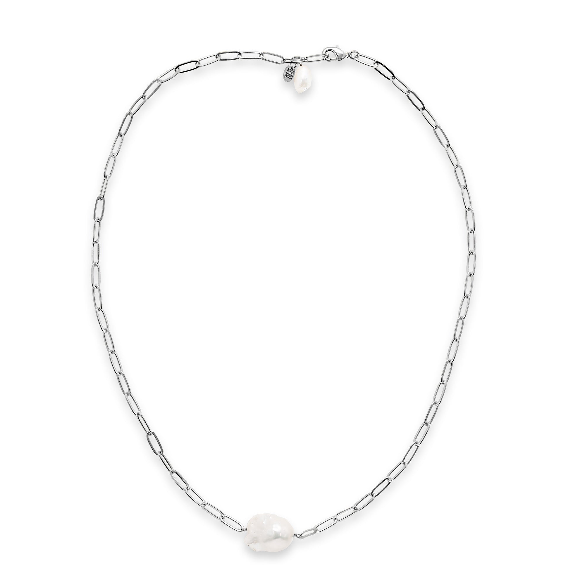 Horizontal Single Baroque Pearl Chain Necklace: The Carrie