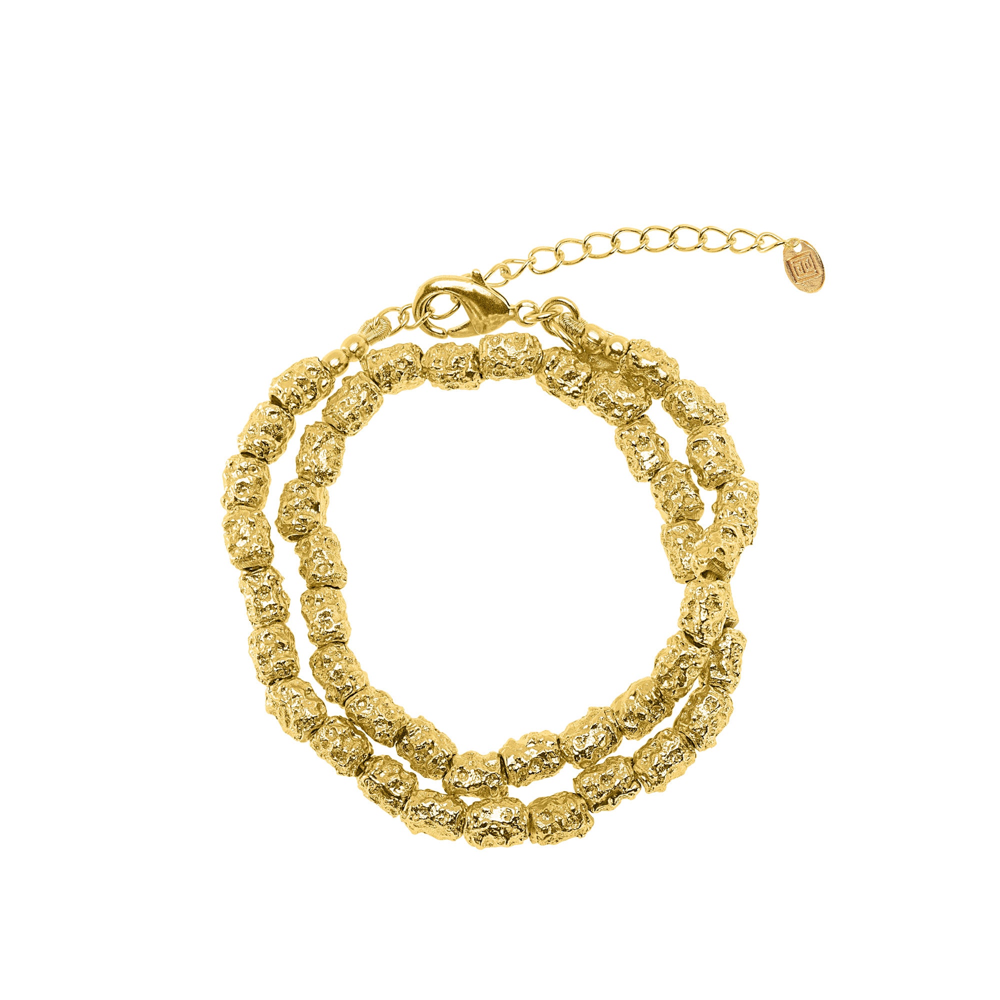 The Bree: Double Wrap Hammered Bead Bracelet