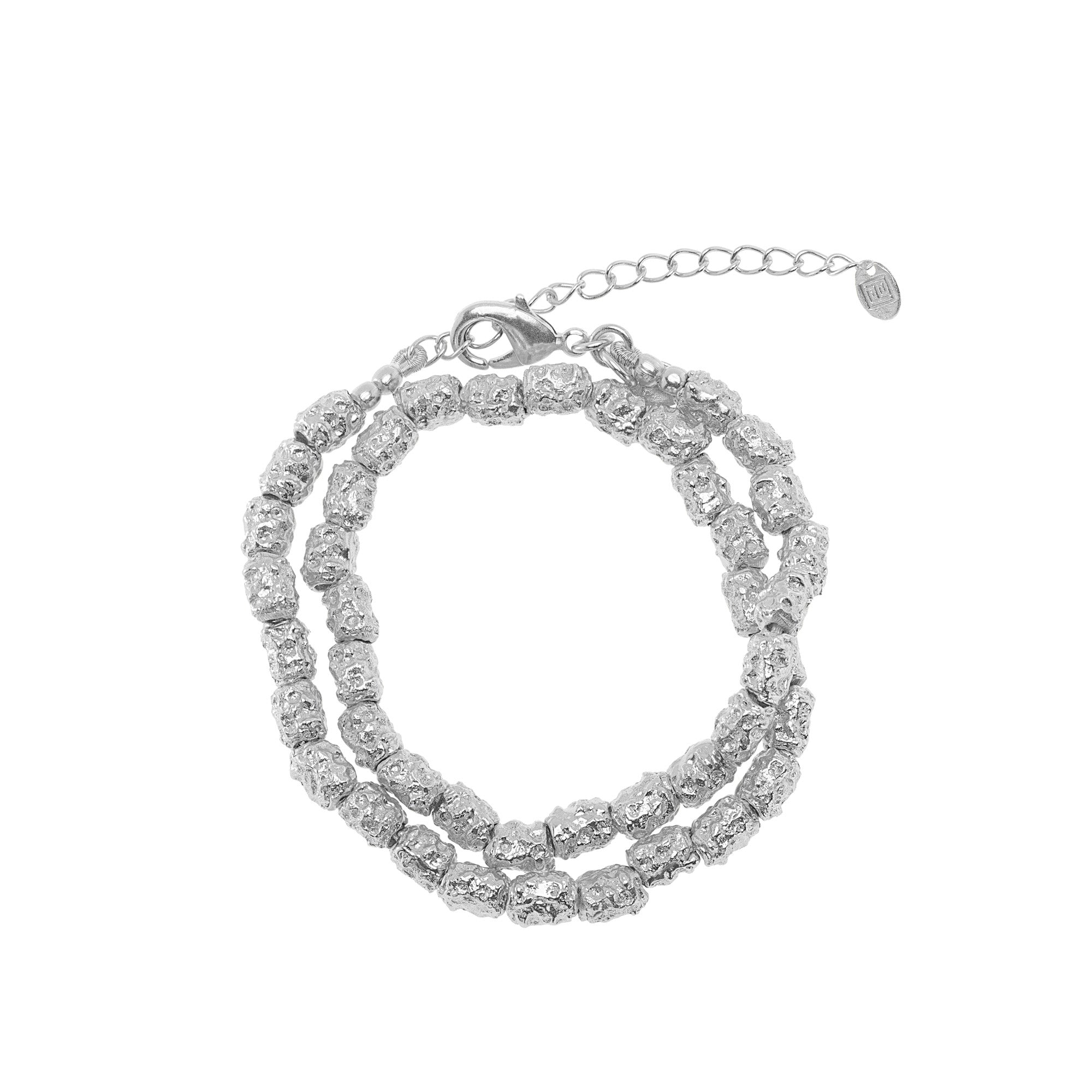 The Bree: Double Wrap Hammered Bead Bracelet