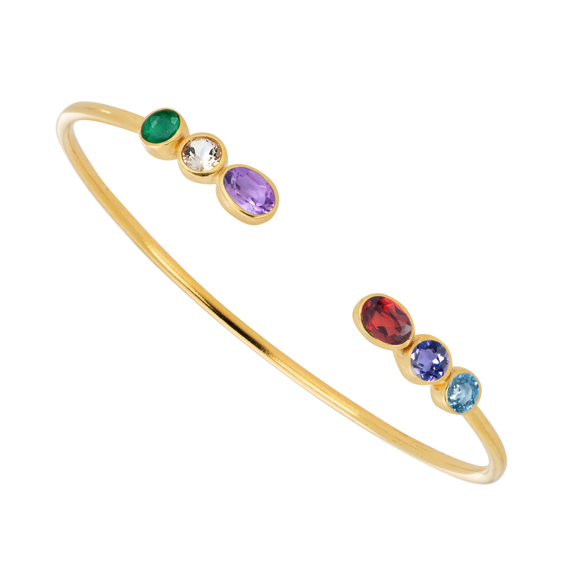 Personalised Birthstone Cuff (6 Gemstones)