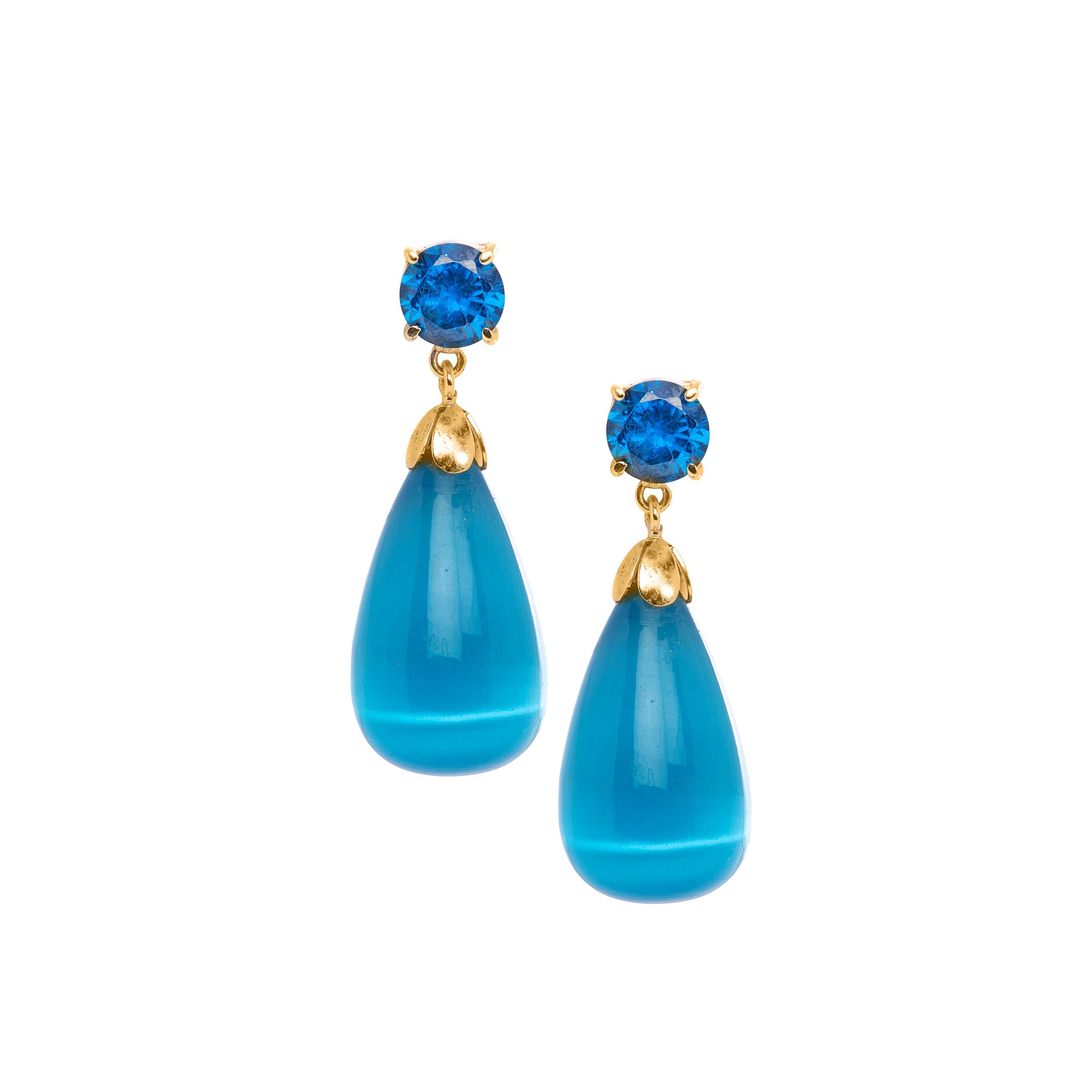 London Blue Topaz and Cat's Eye Drop Earrings: The Loren