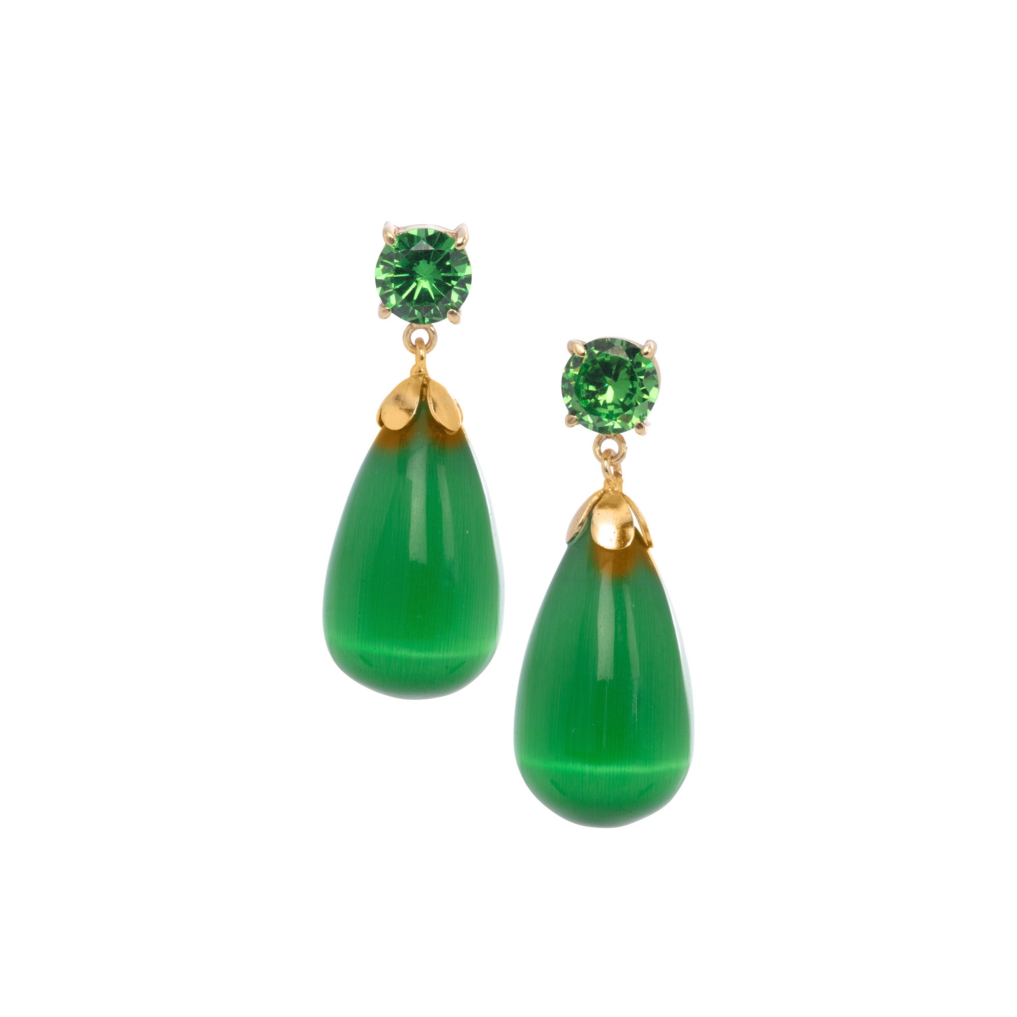 Gemstone & Cat's Eye Drop Earrings: The Loren