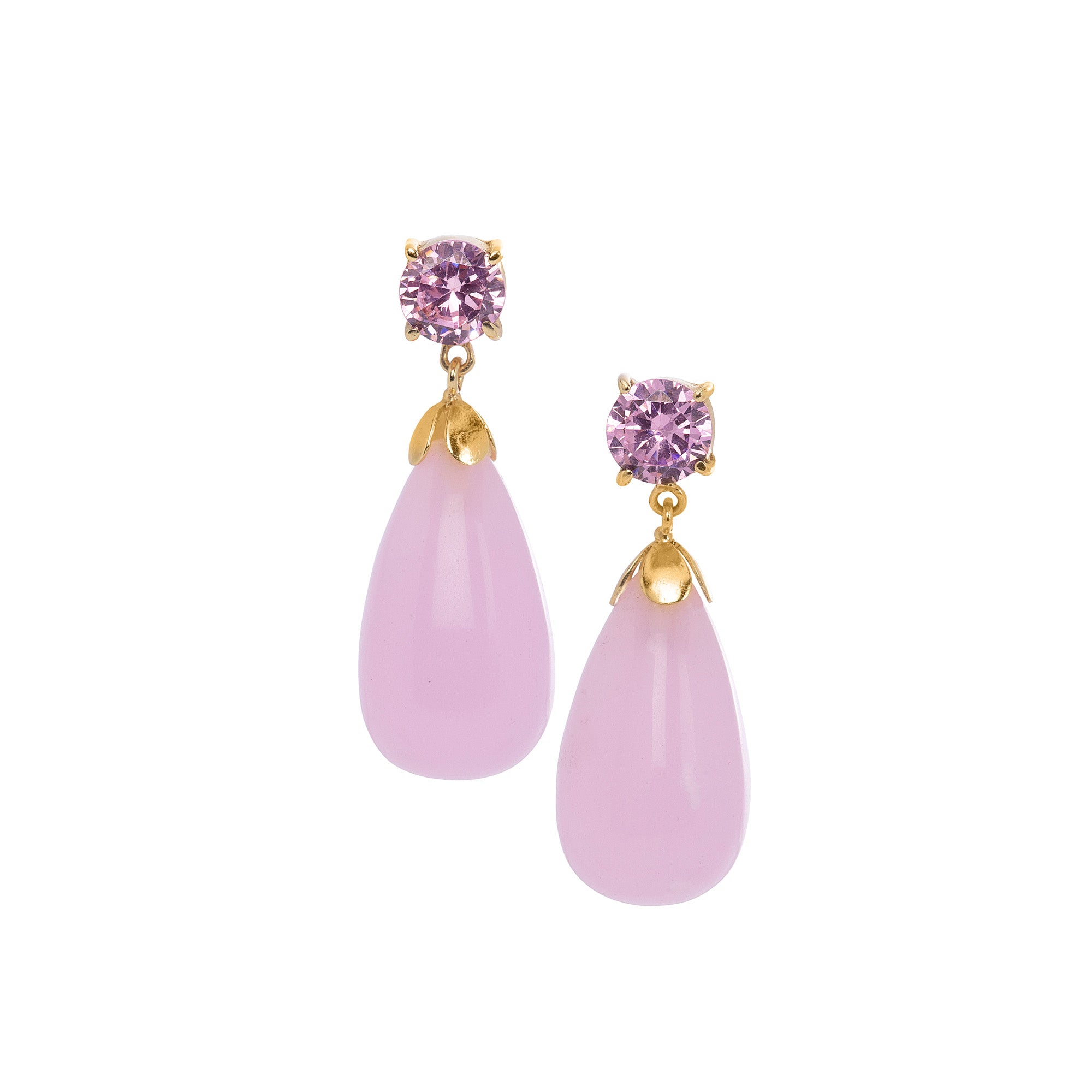 Pink and Pink Chalcedony Drop Earrings: The Loren
