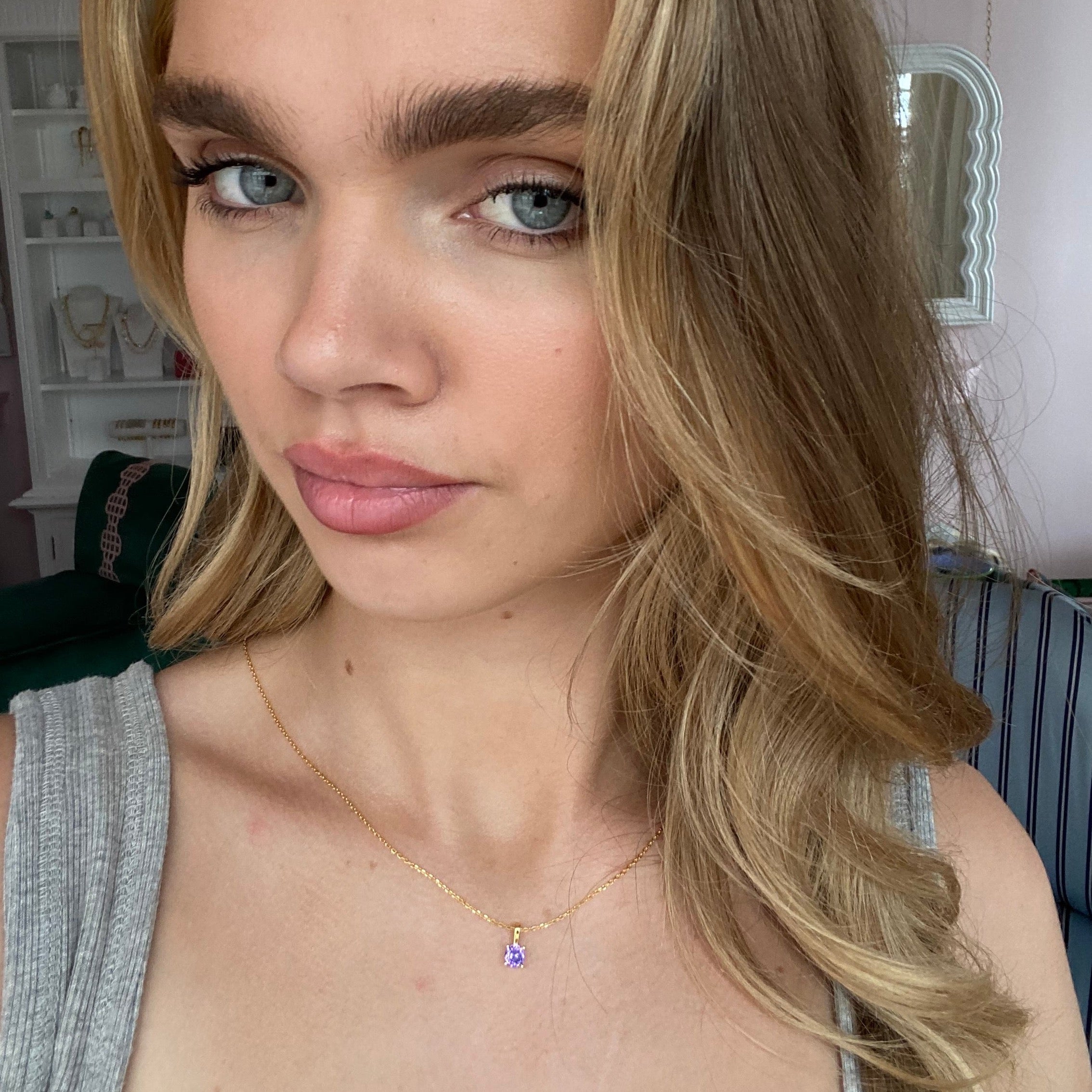 The Birthstone Necklace And Earring Set (February)