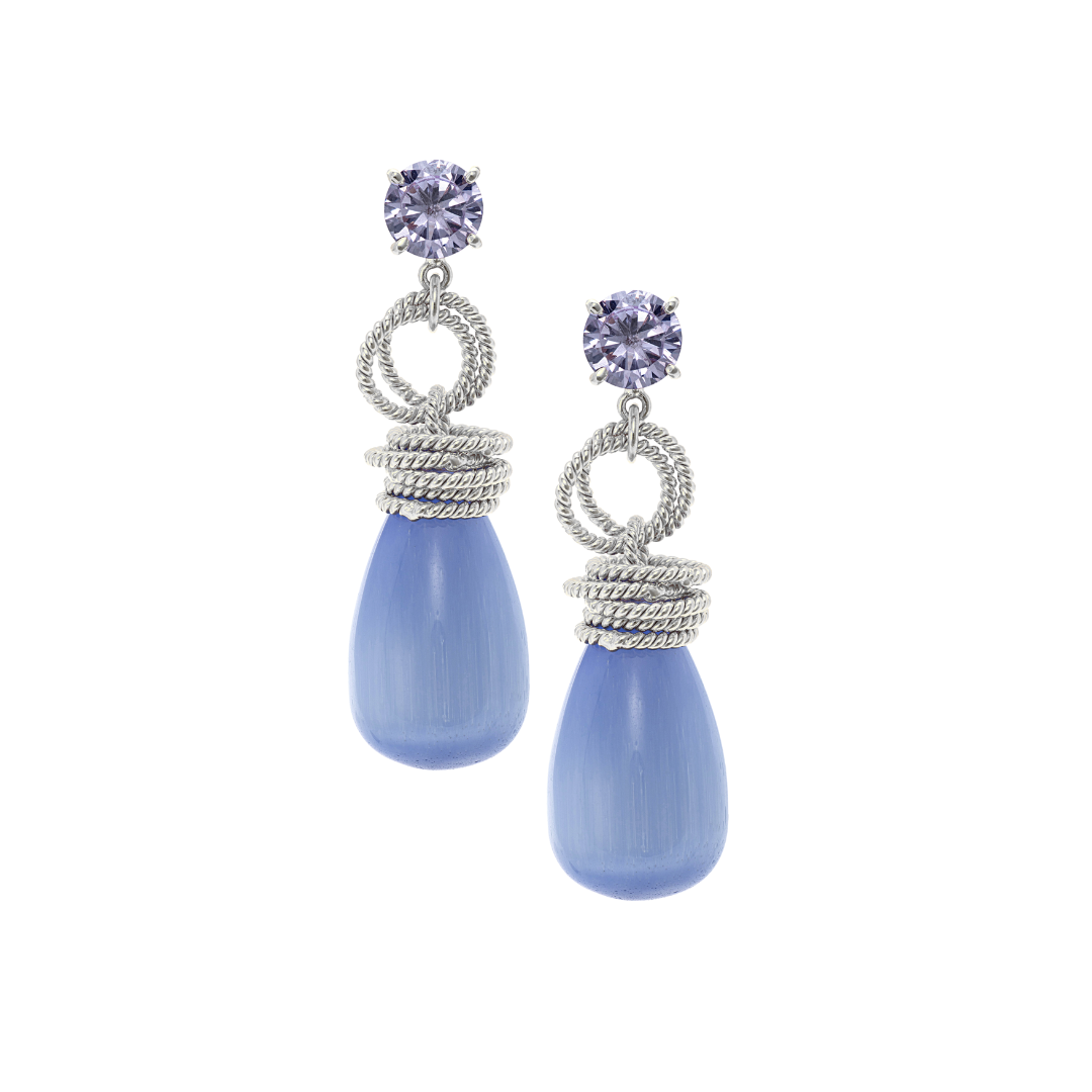 Lilac and Lilac Cat's Eye Drop Earrings: The Clarissa