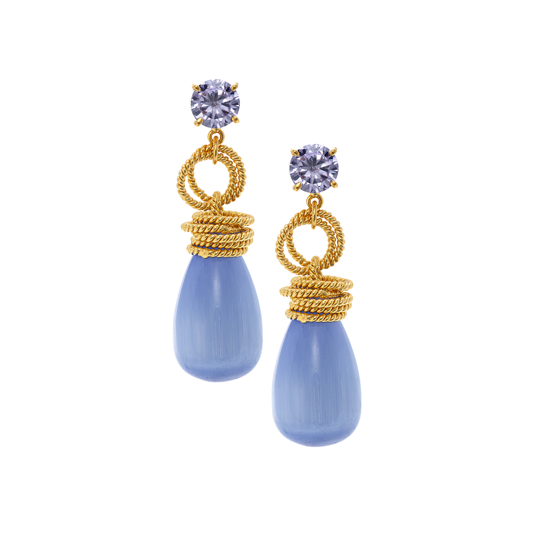 Lilac and Lilac Cat's Eye Drop Earrings: The Clarissa