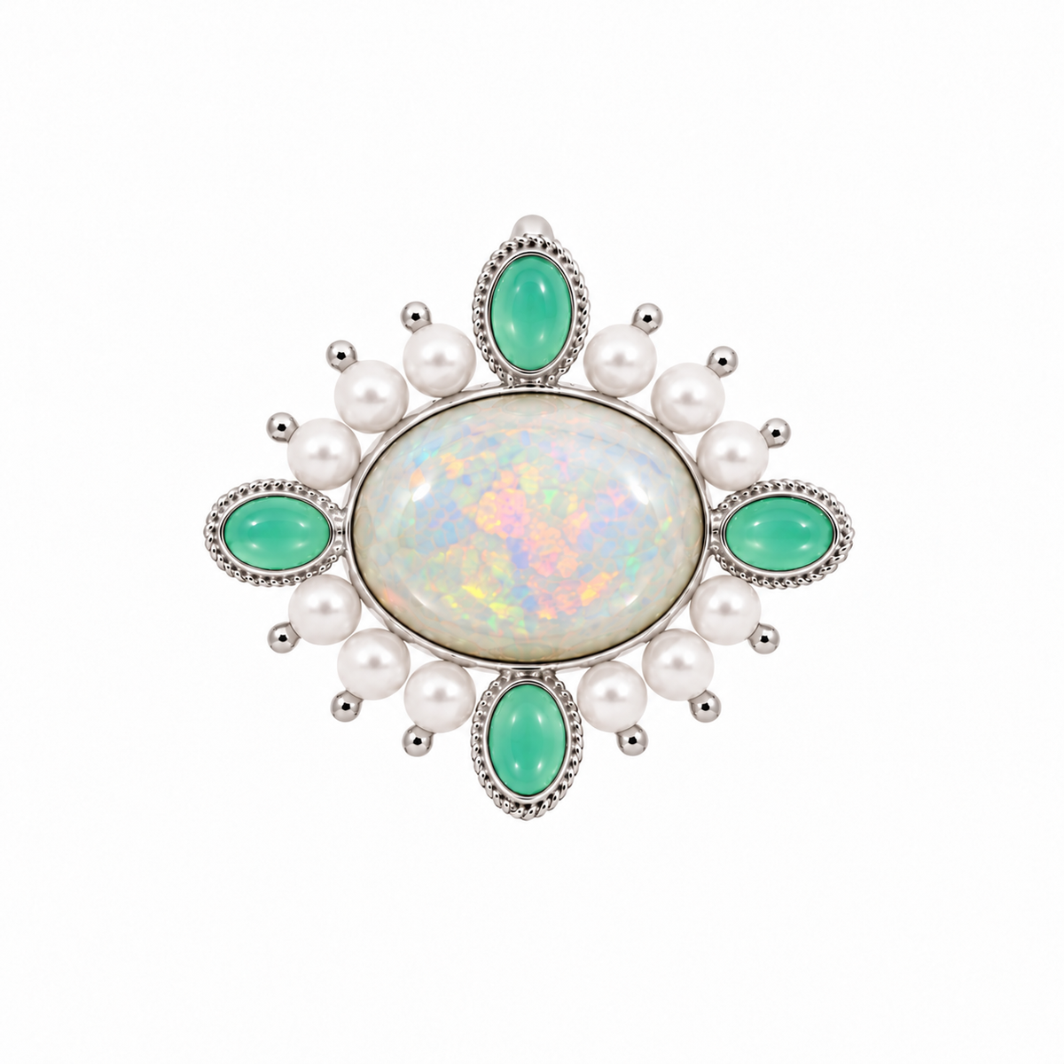3-in-1 Opal & Chrysoprase Brooch/Clip/Charm: The Celeste