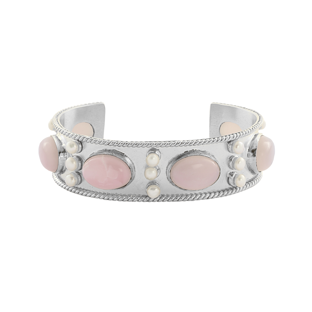 The Viviene: Gemstone & Pearl Cuff Bracelet