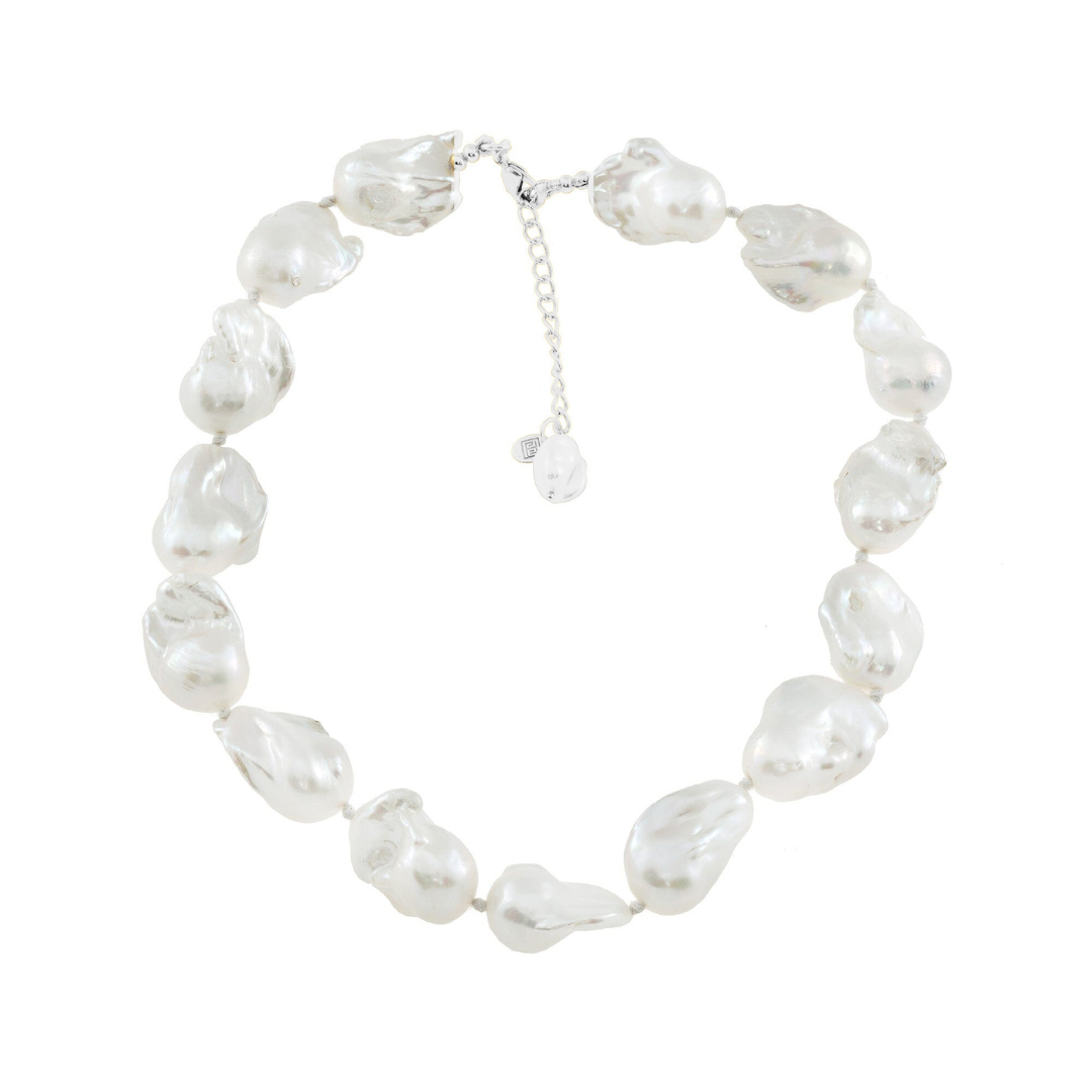 The Blake: Natural Baroque White Pearl Necklace