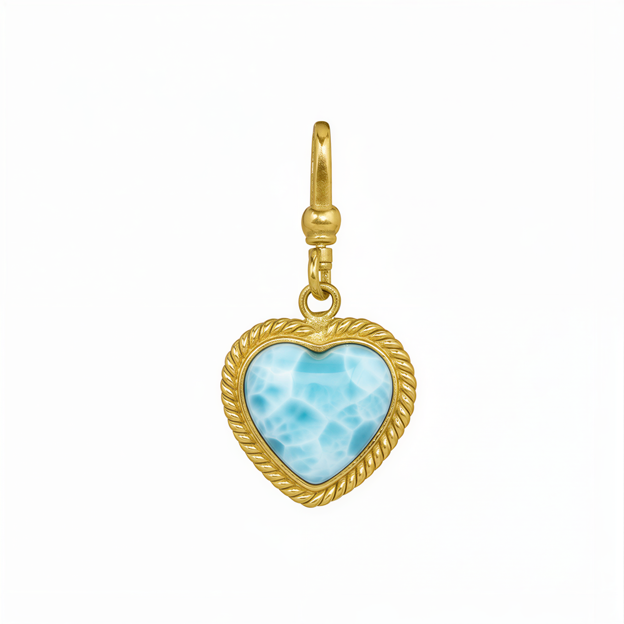 Small Larimar Love Heart Charm