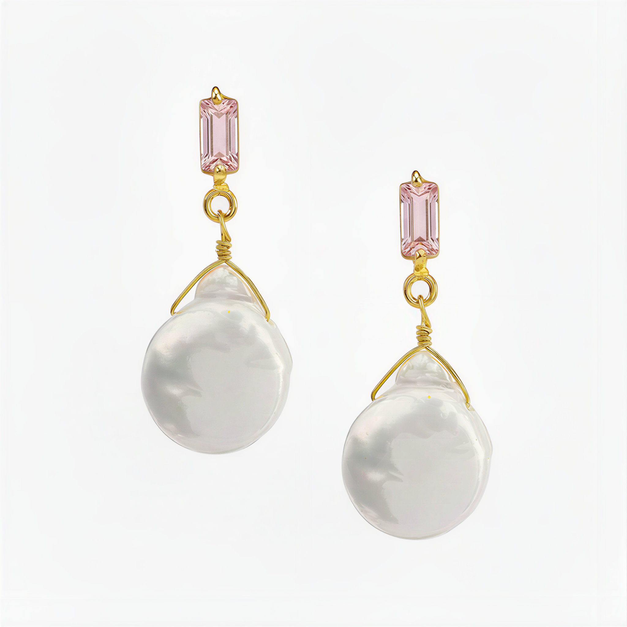 Gemstone and Coin Pearl Drop Earring: The Evie