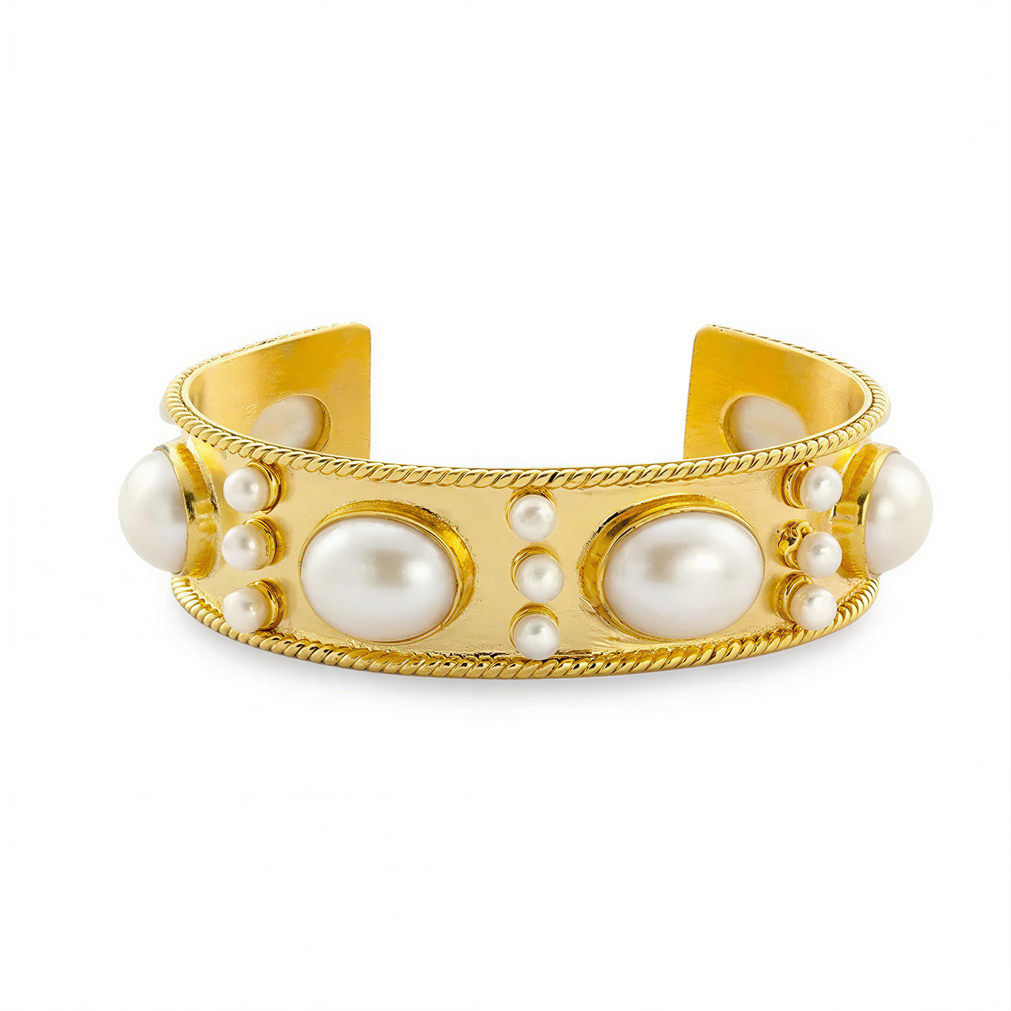 The Viviene: Gemstone & Pearl Cuff Bracelet