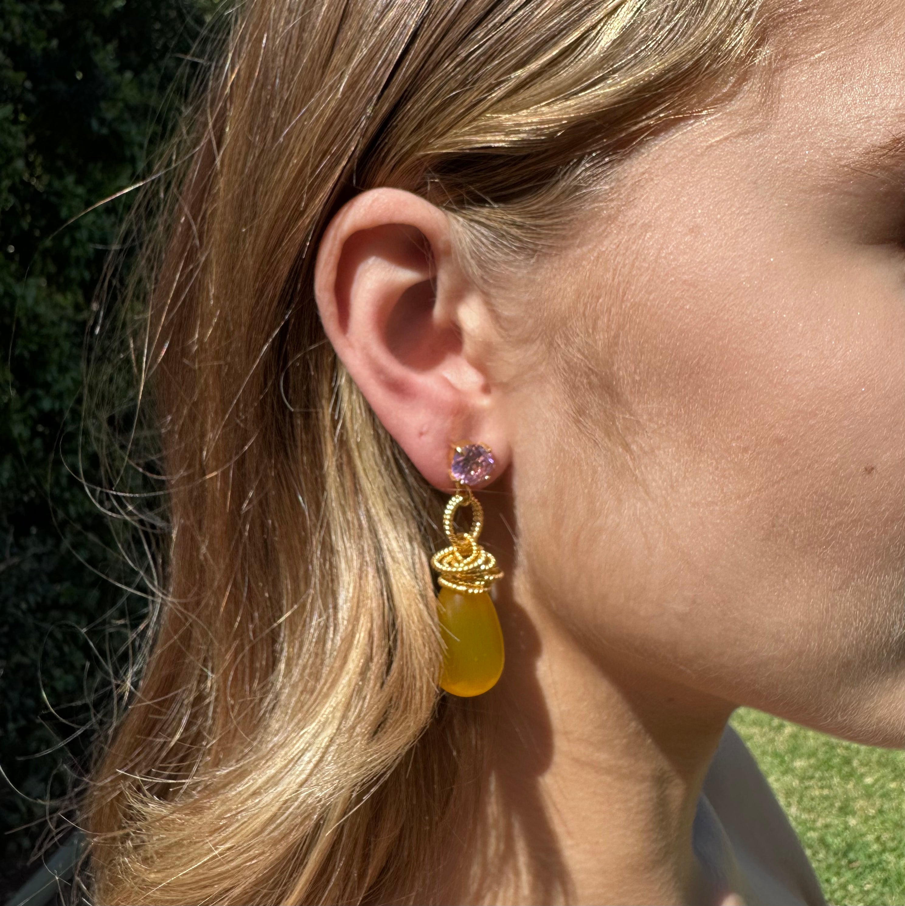 Double Gemstone Drop Earrings: The Clarissa