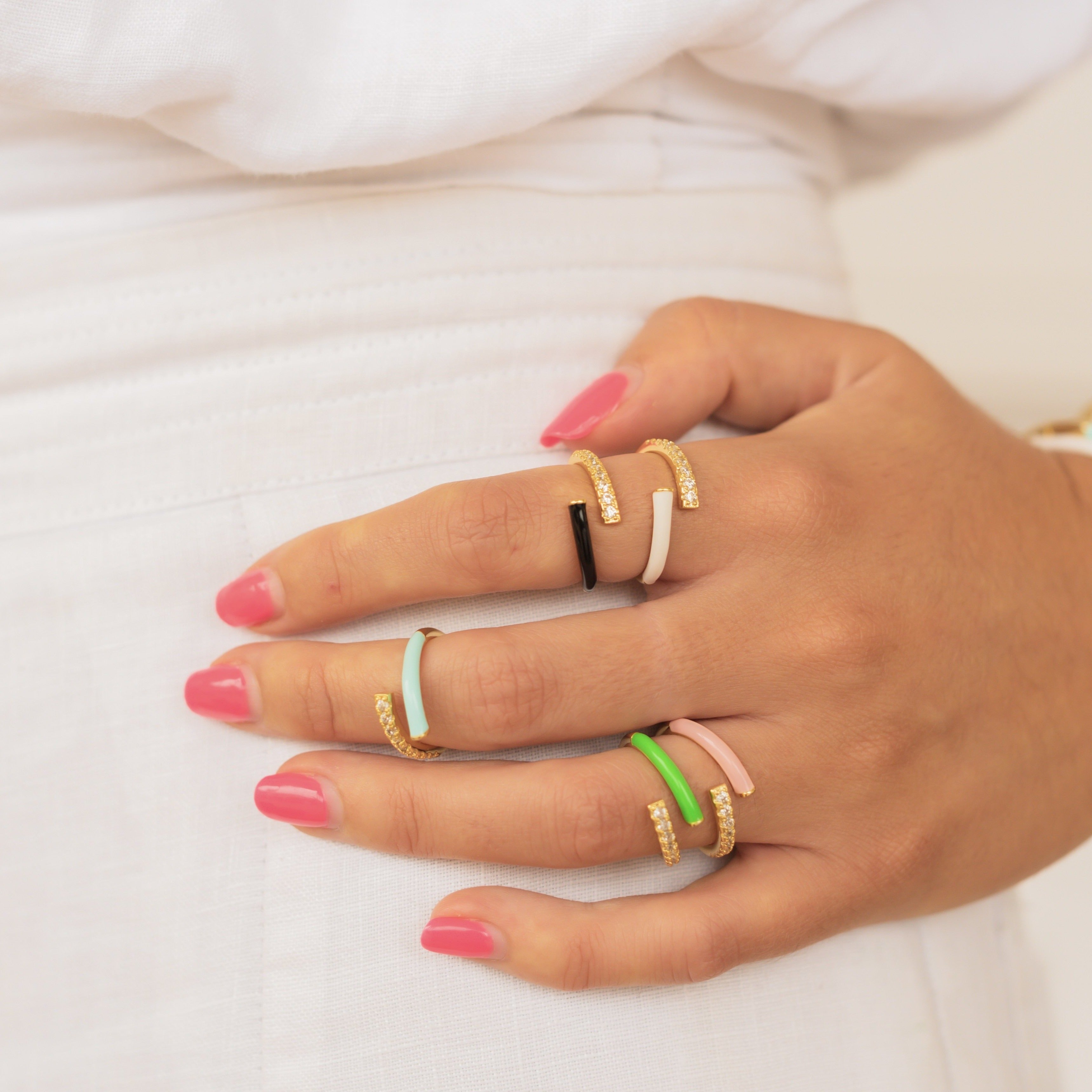 White Topaz and Enamel Wrap Ring: The Freyda