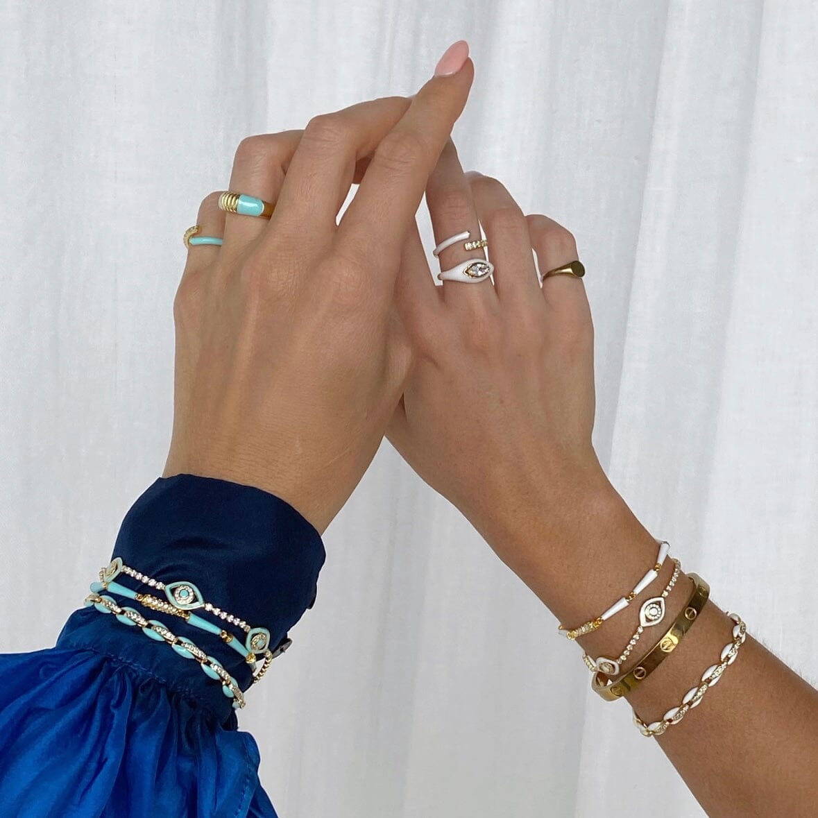 White Topaz and Enamel Wrap Ring: The Freyda