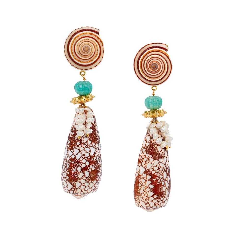 !THE GENEVIEVE (Shell Earrings - Brown) Earrings Jimena Alejandra