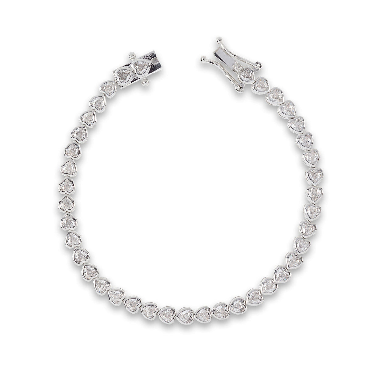 Silver White Topaz Heart Tennis Bracelet: The Leticia Genuine White Topaz Hearts Bracelet 7.5\