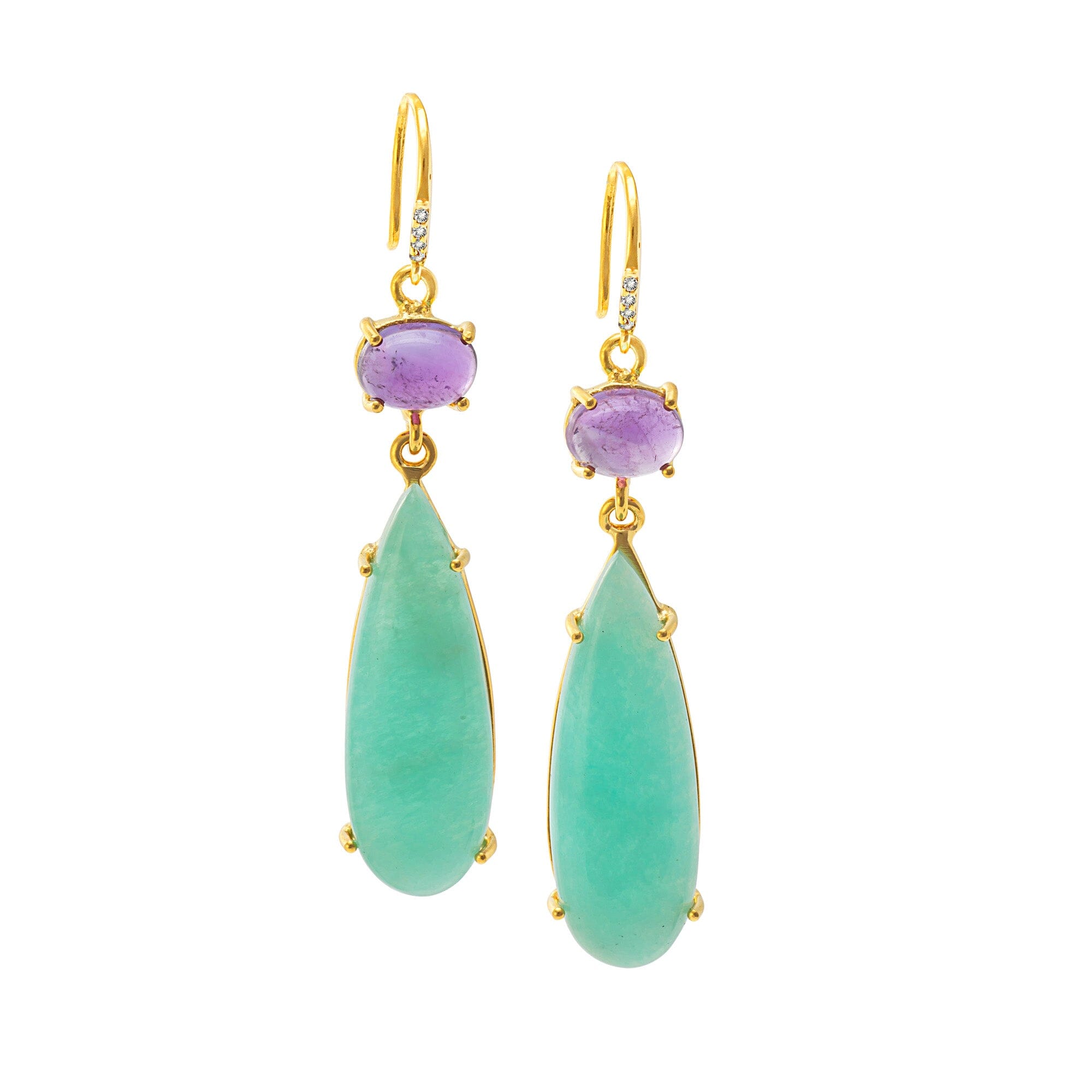 1 - hook earring amethyst and Amazonite Jimena Alejandra