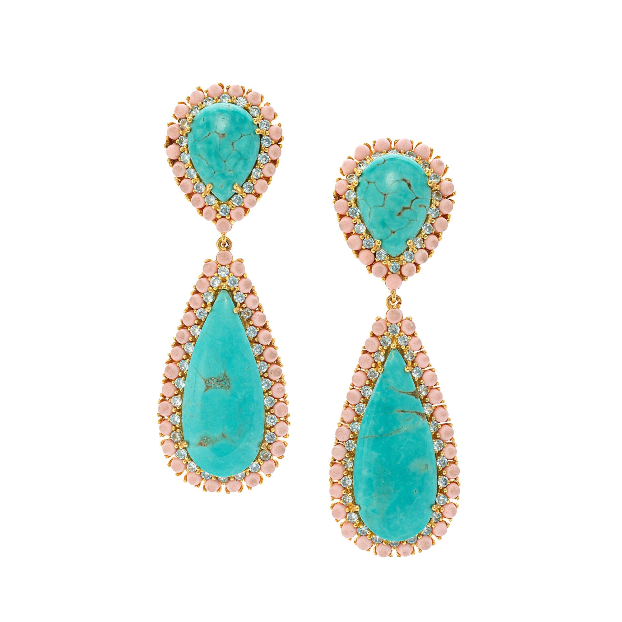 1 - long drop turquoise and coral Jimena Alejandra