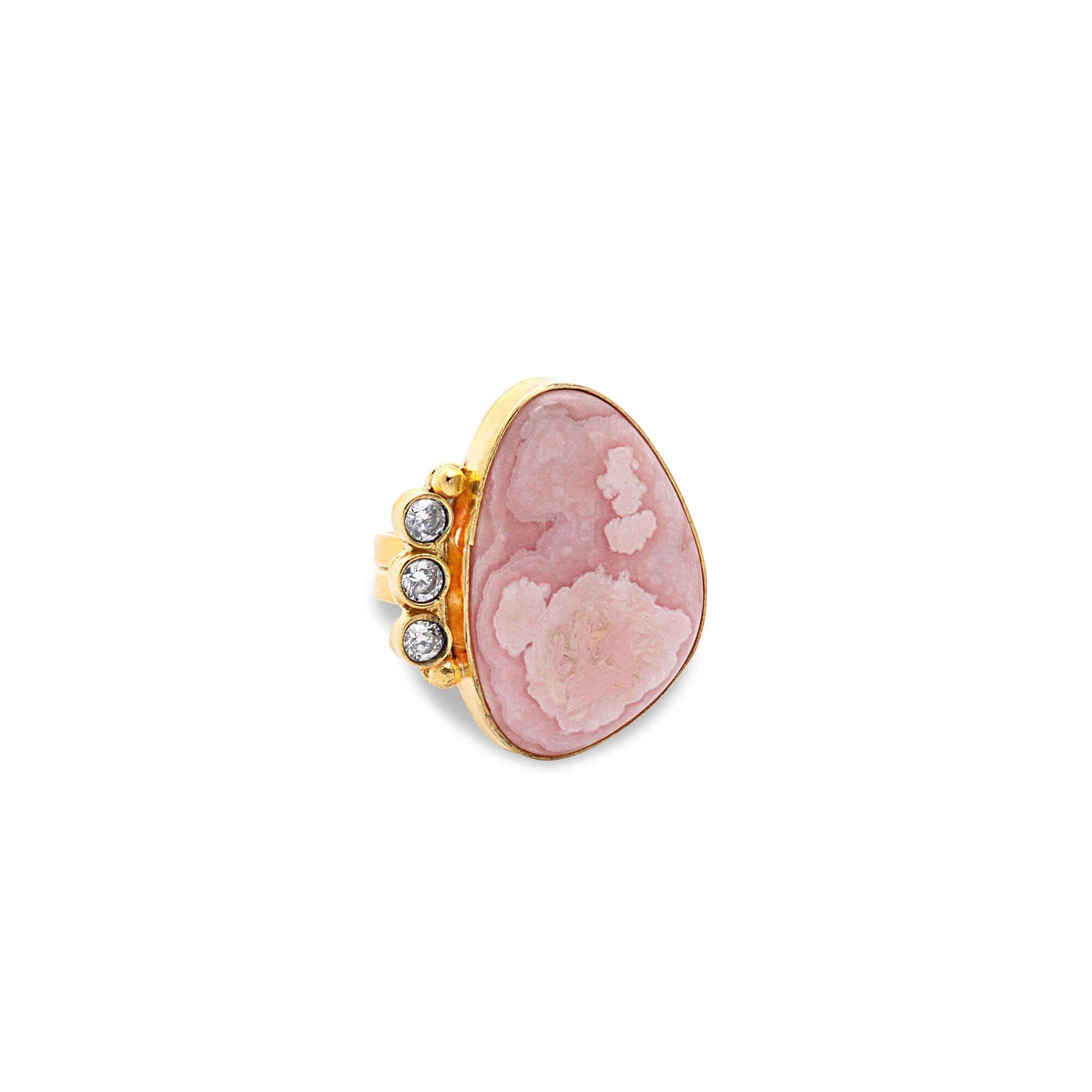 1 - one of a kind ring in rhodochrosite with white topaz Jimena Alejandra