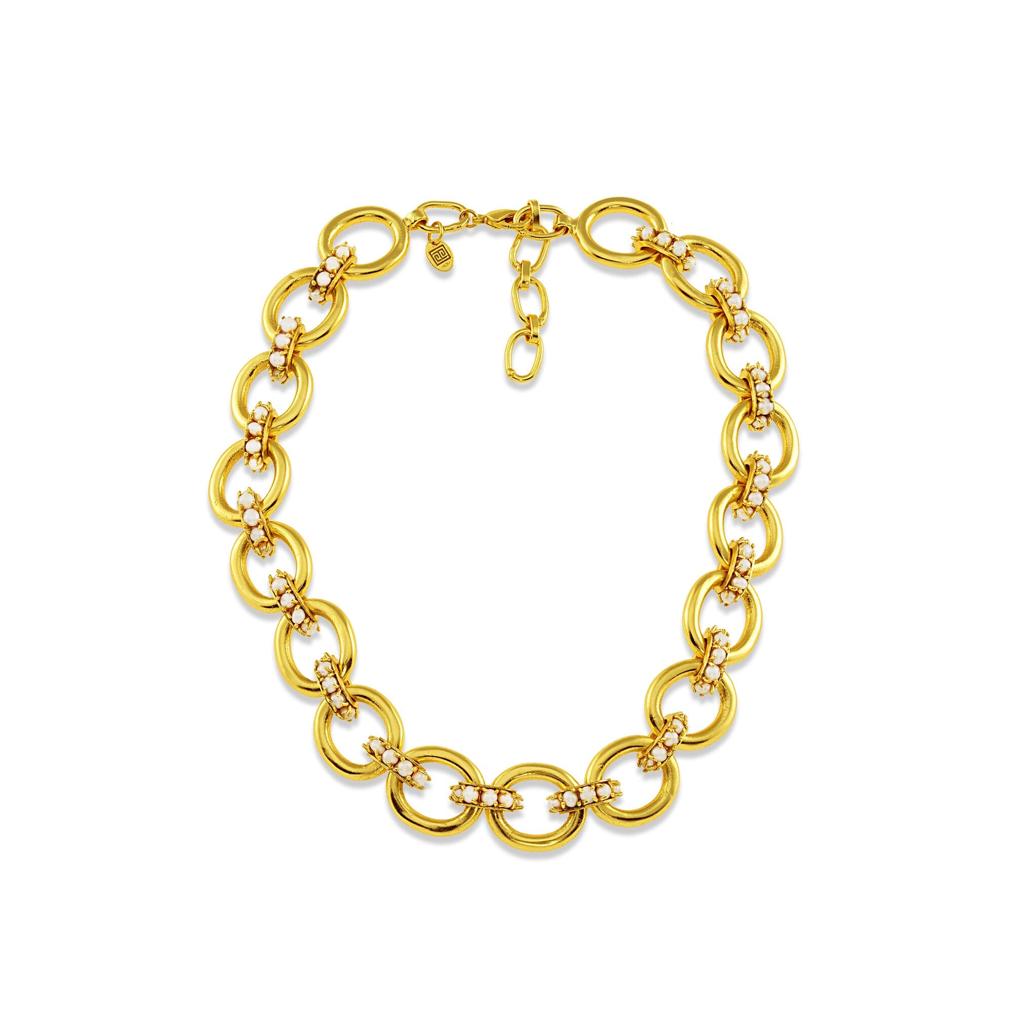 Chunky Link Gold Necklace With Pearl: The Nicola