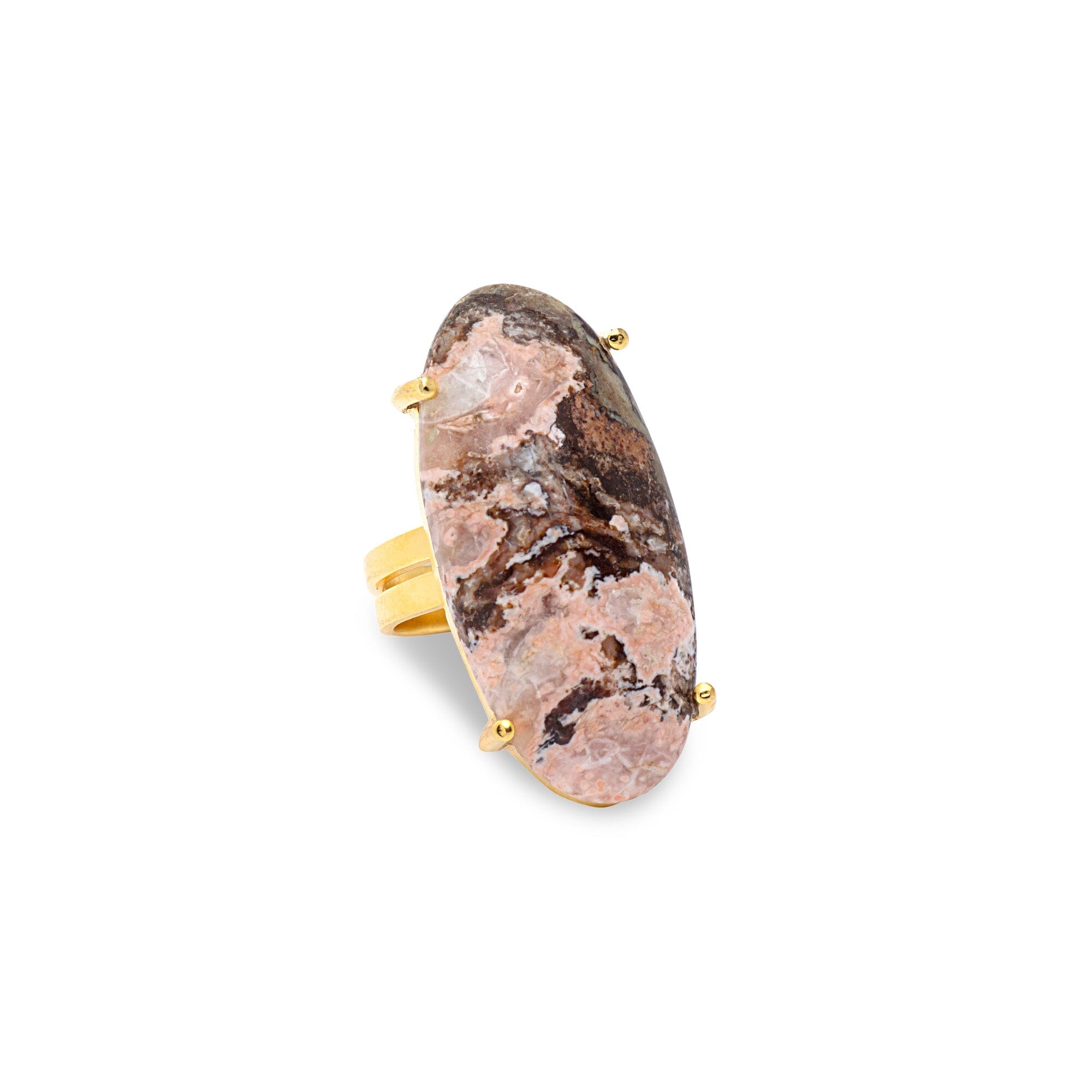 1 - prong pink and brown stone ring Jimena Alejandra
