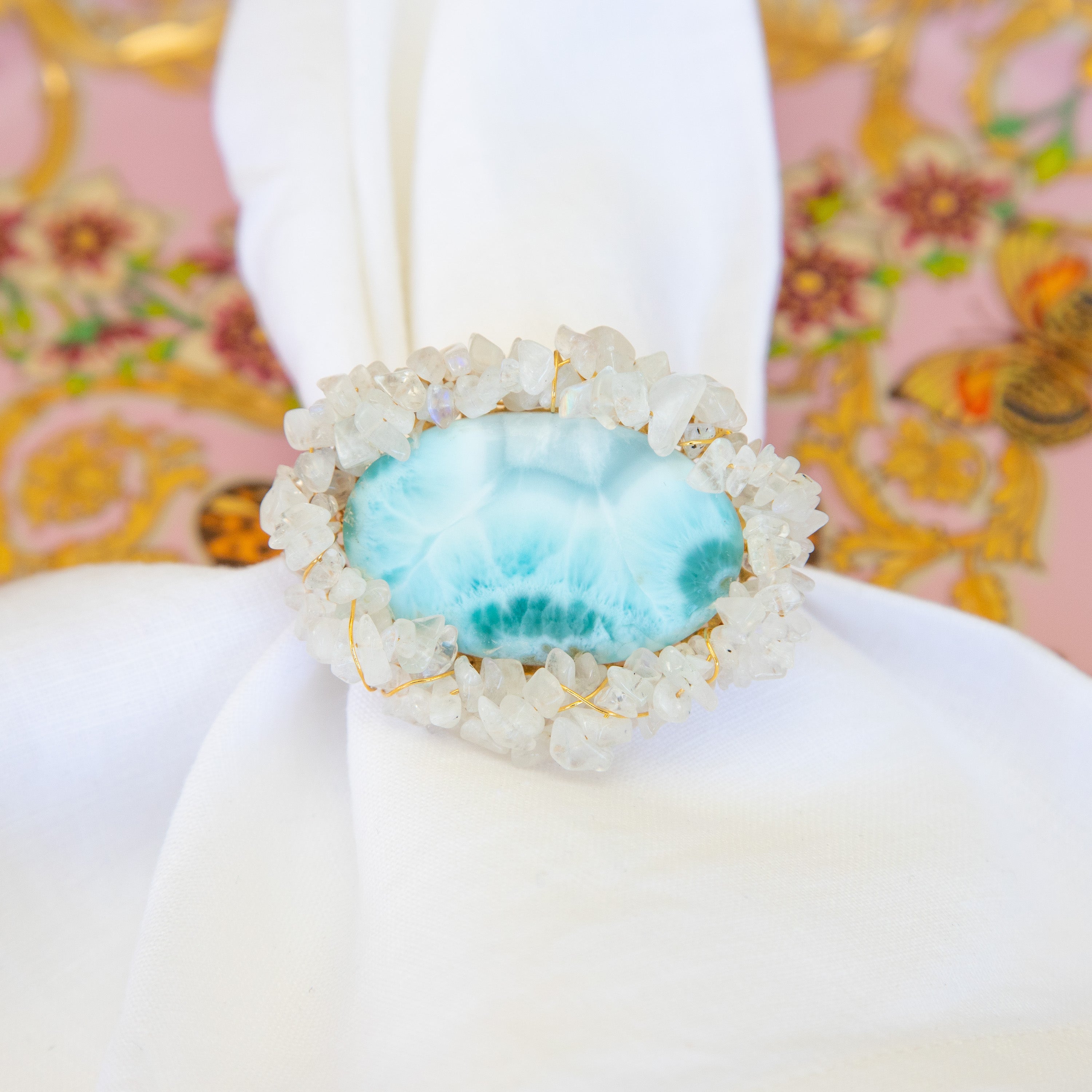 LARIMAR & MOONSTONE NAPKIN RING Homewares Jimena Alejandra