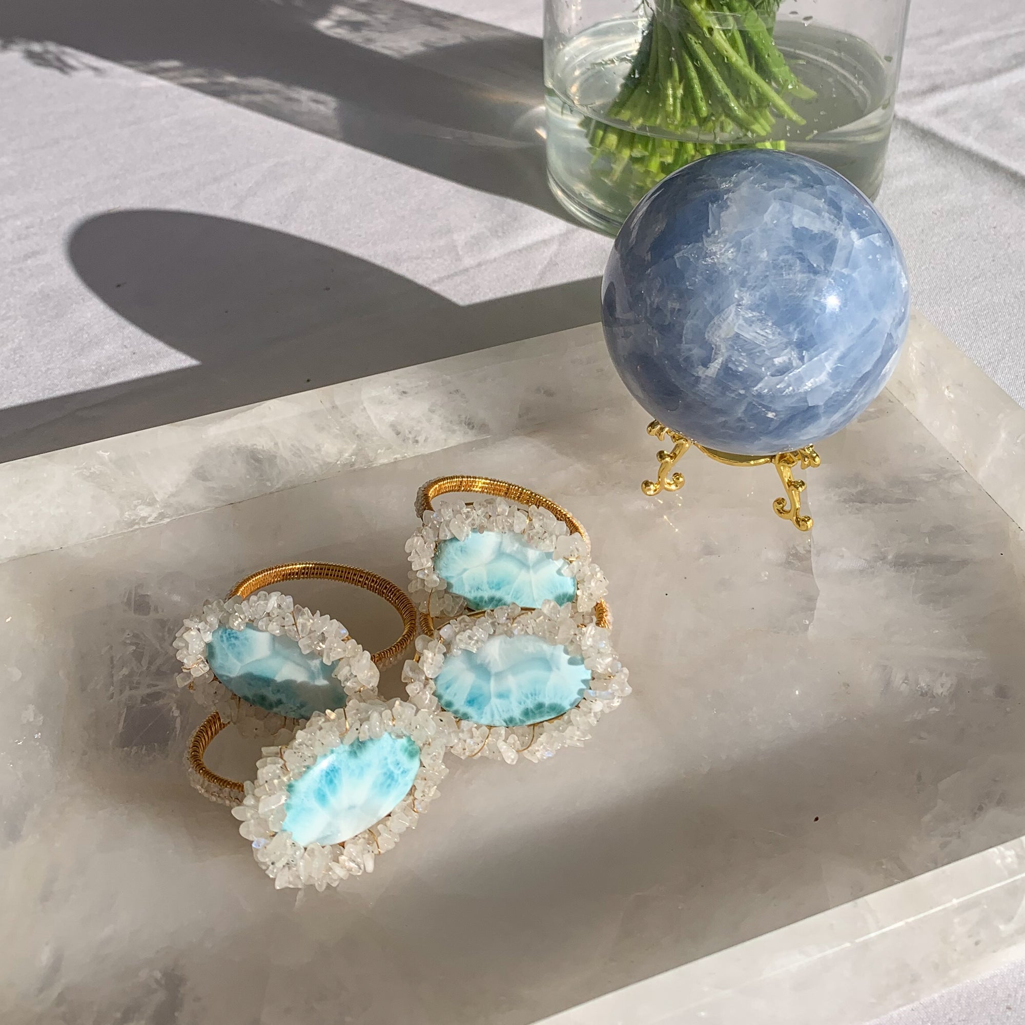 LARIMAR & MOONSTONE NAPKIN RING Homewares Jimena Alejandra