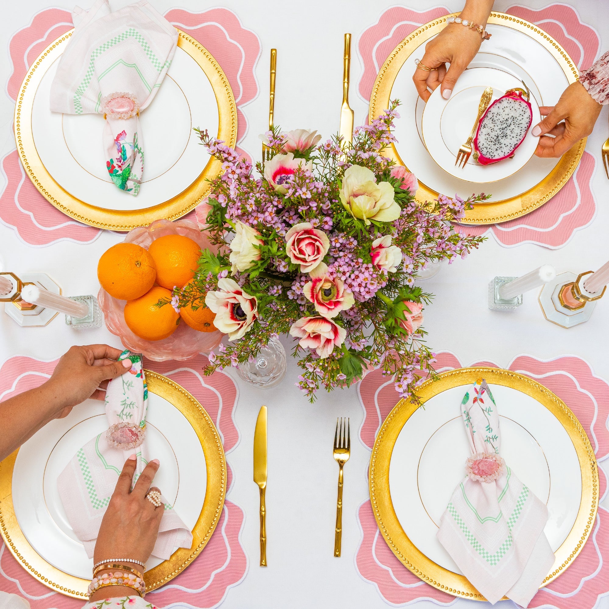 RHODOCHROSITE & ROSE QUARTZ NAPKIN RING Homewares Jimena Alejandra