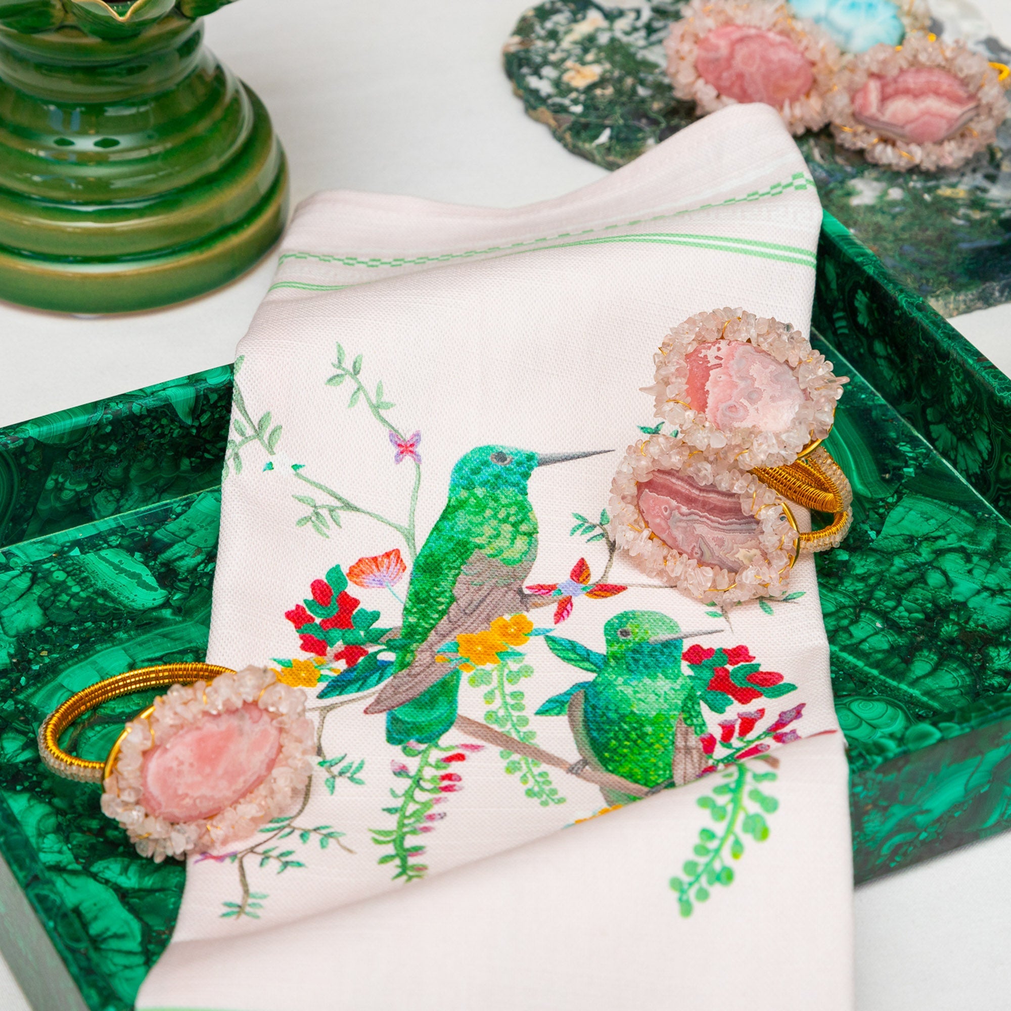 RHODOCHROSITE & ROSE QUARTZ NAPKIN RING Homewares Jimena Alejandra