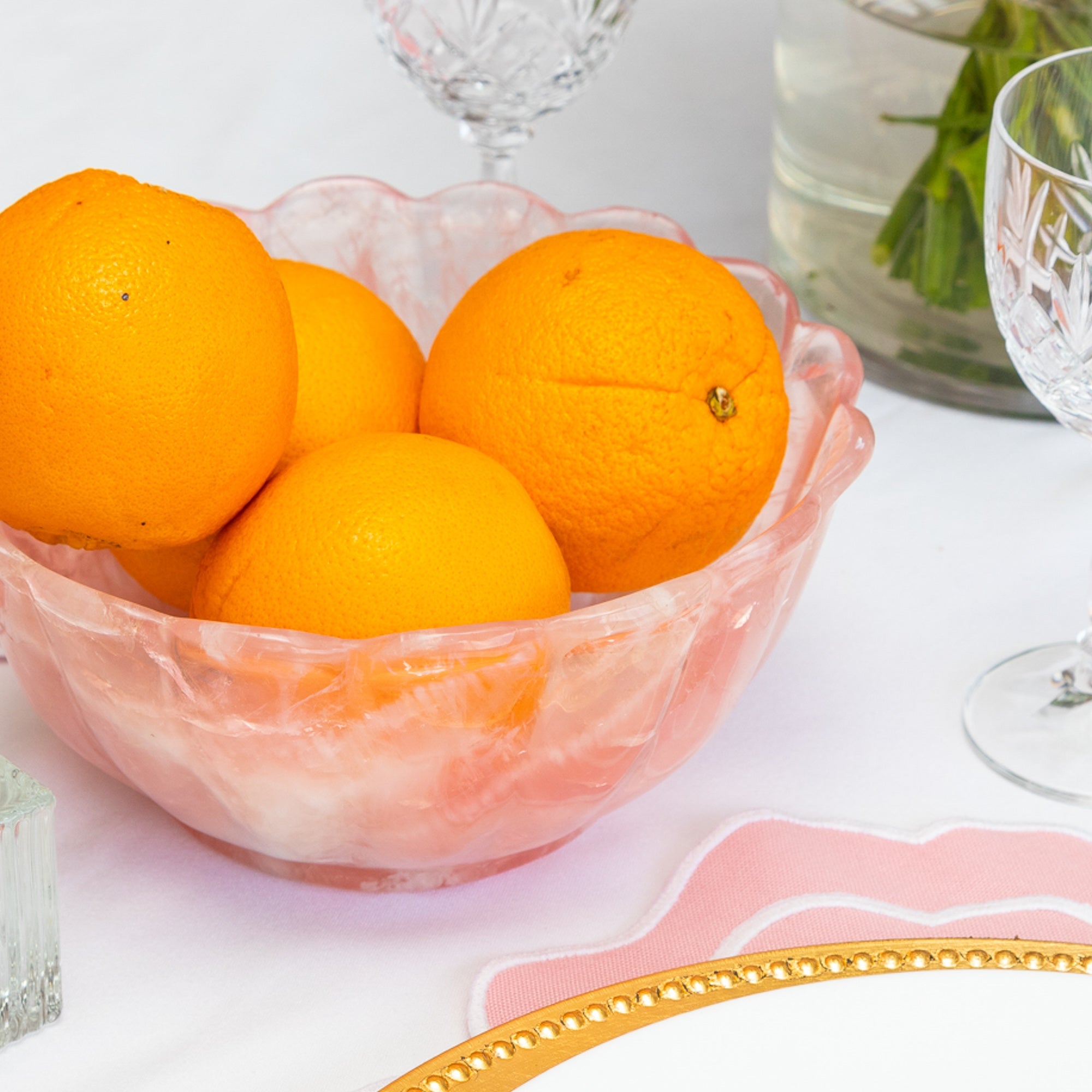 SCALLOPED ROSE QUARTZ BOWL Homewares Jimena Alejandra