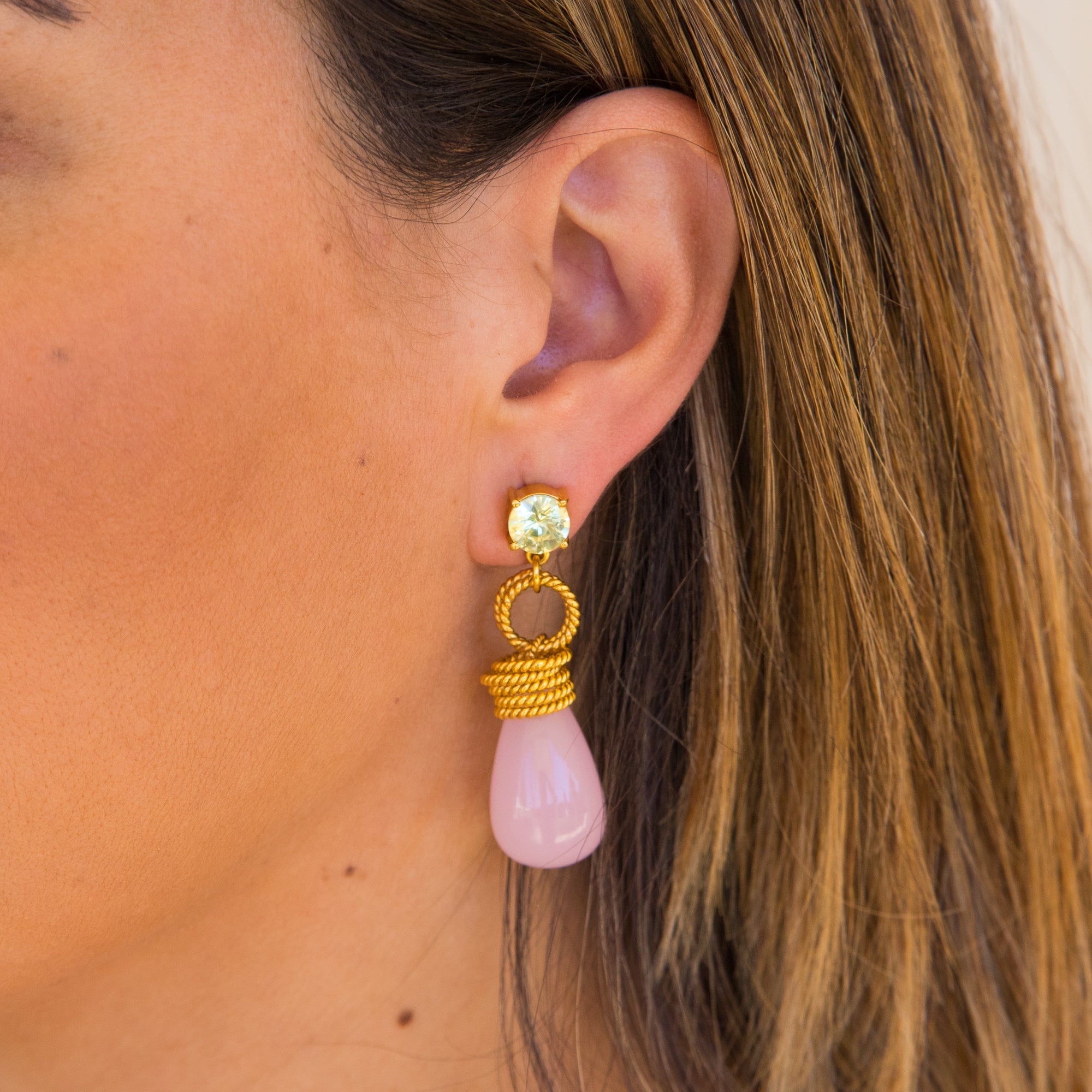 THE CLARISSA (Peridot & Rose Quartz) Earrings Jimena Alejandra