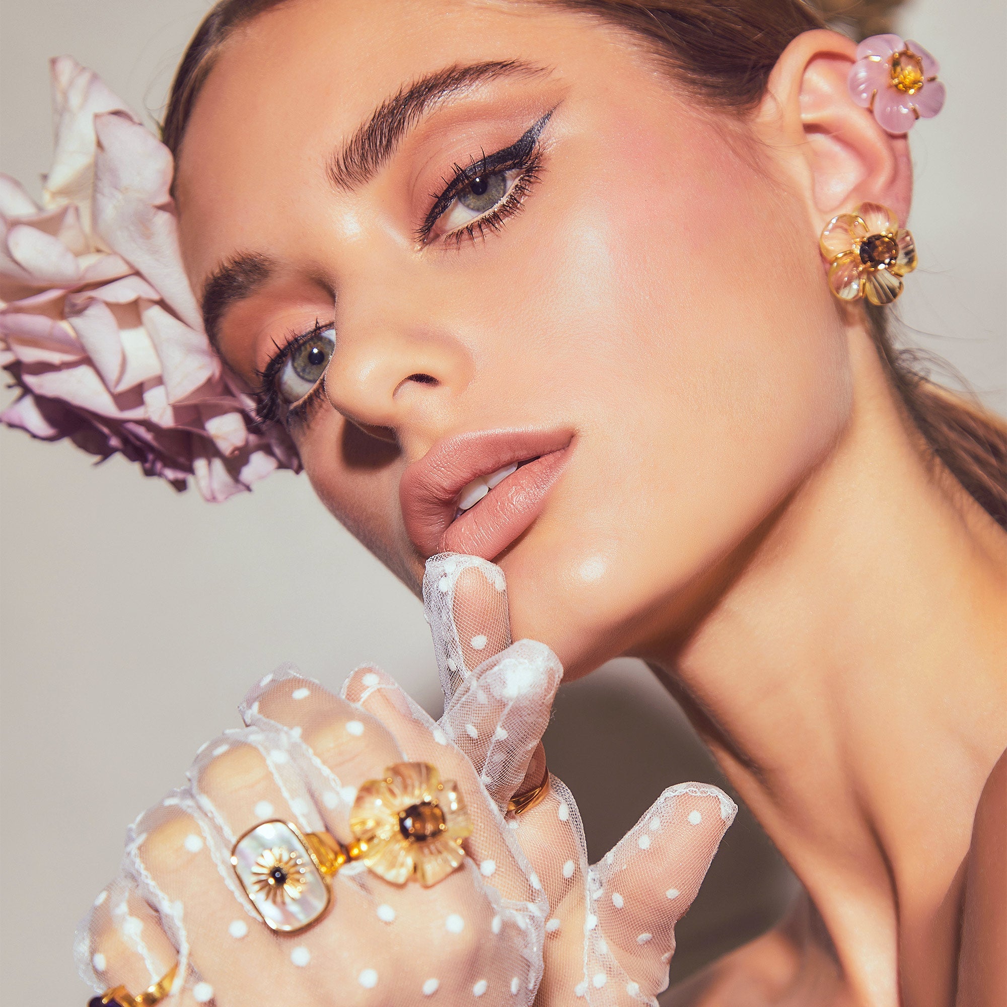 THE CYNTHIA (Rose Quartz) Earrings Jimena Alejandra