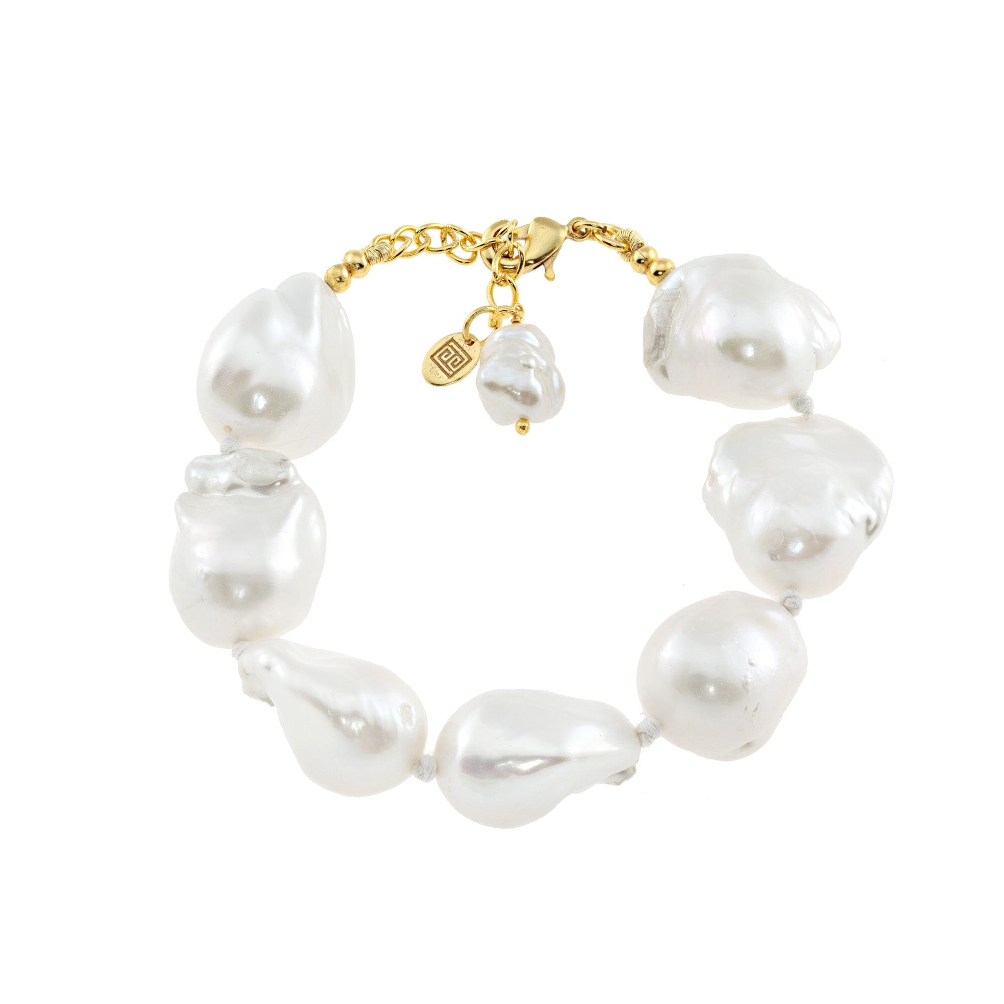 The Elizabeth: 18k Gold Vermeil White Baroque Pearl Bracelet