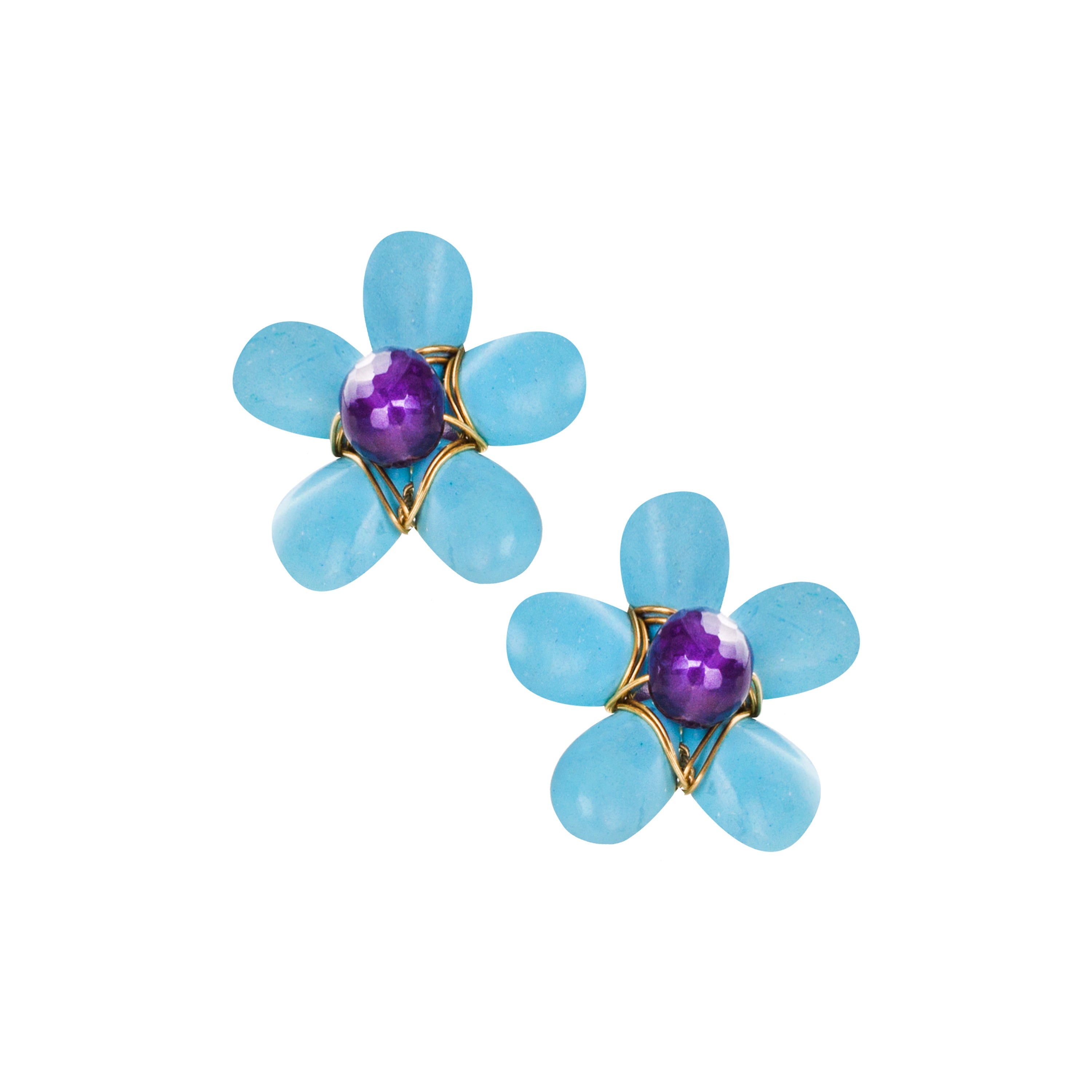 THE FLORA (Turquoise) Earrings Jimena Alejandra Gold Plated