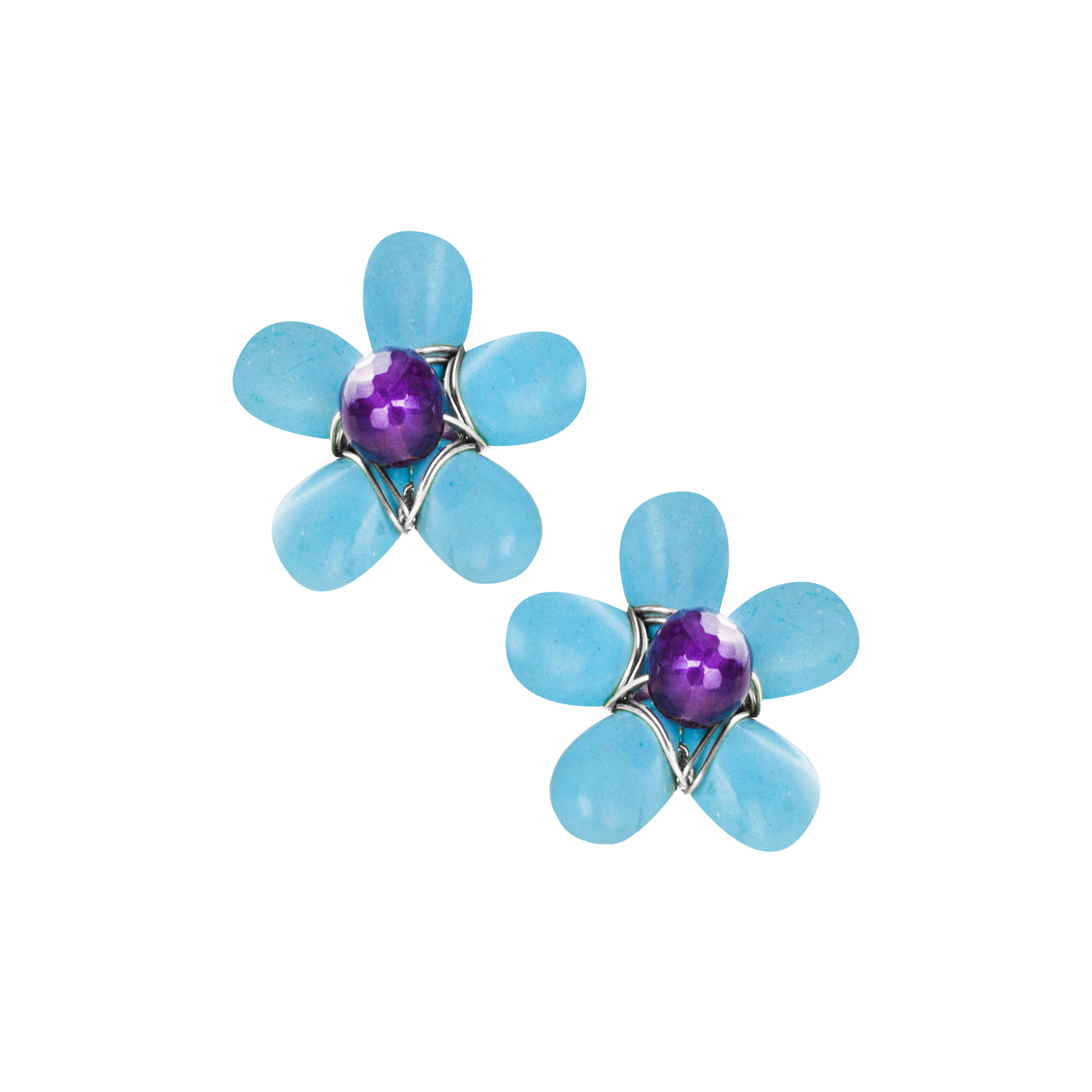 THE FLORA (Turquoise) Earrings Jimena Alejandra Silver