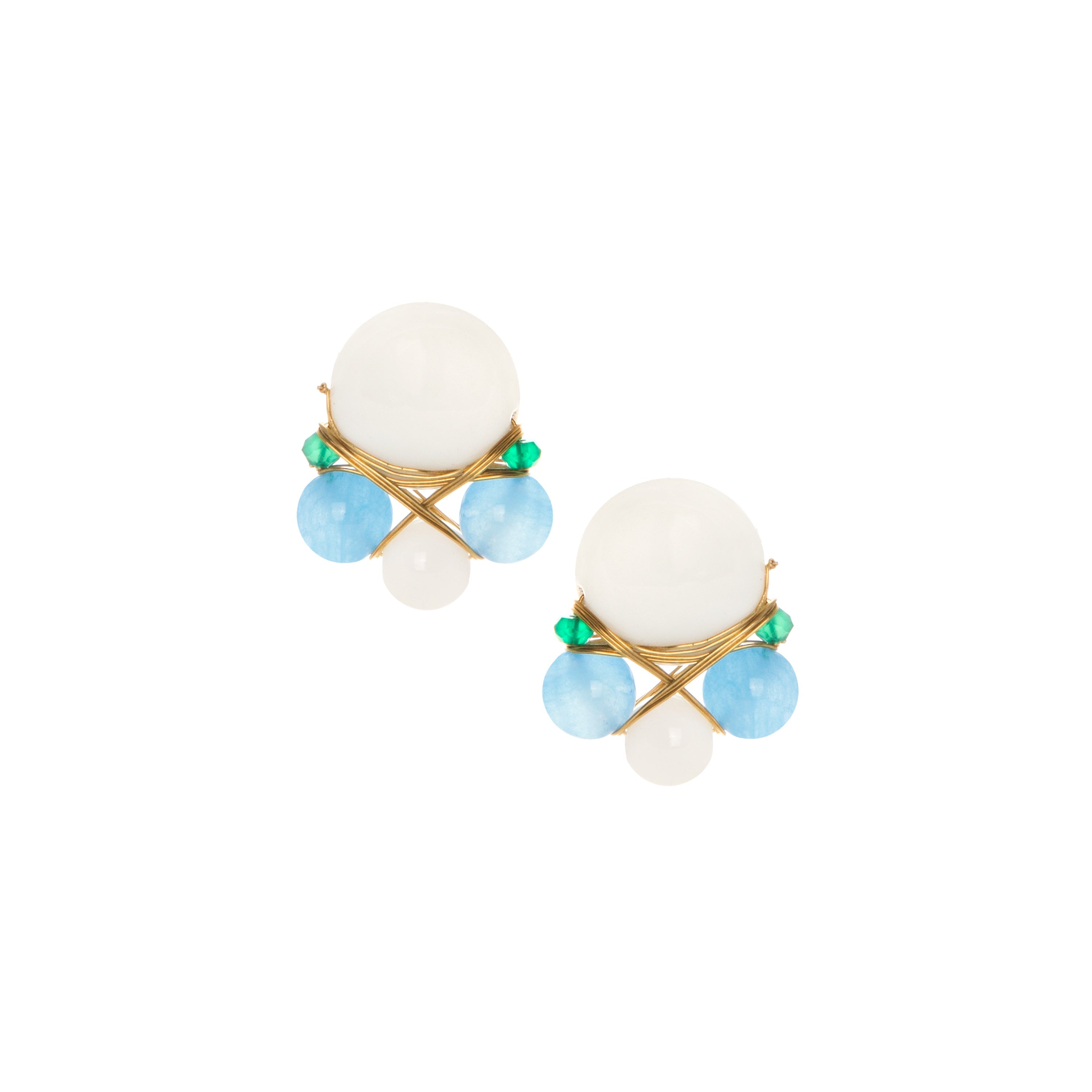 THE GABRIELLA (White & Blue) Earrings Jimena Alejandra Gold Plated