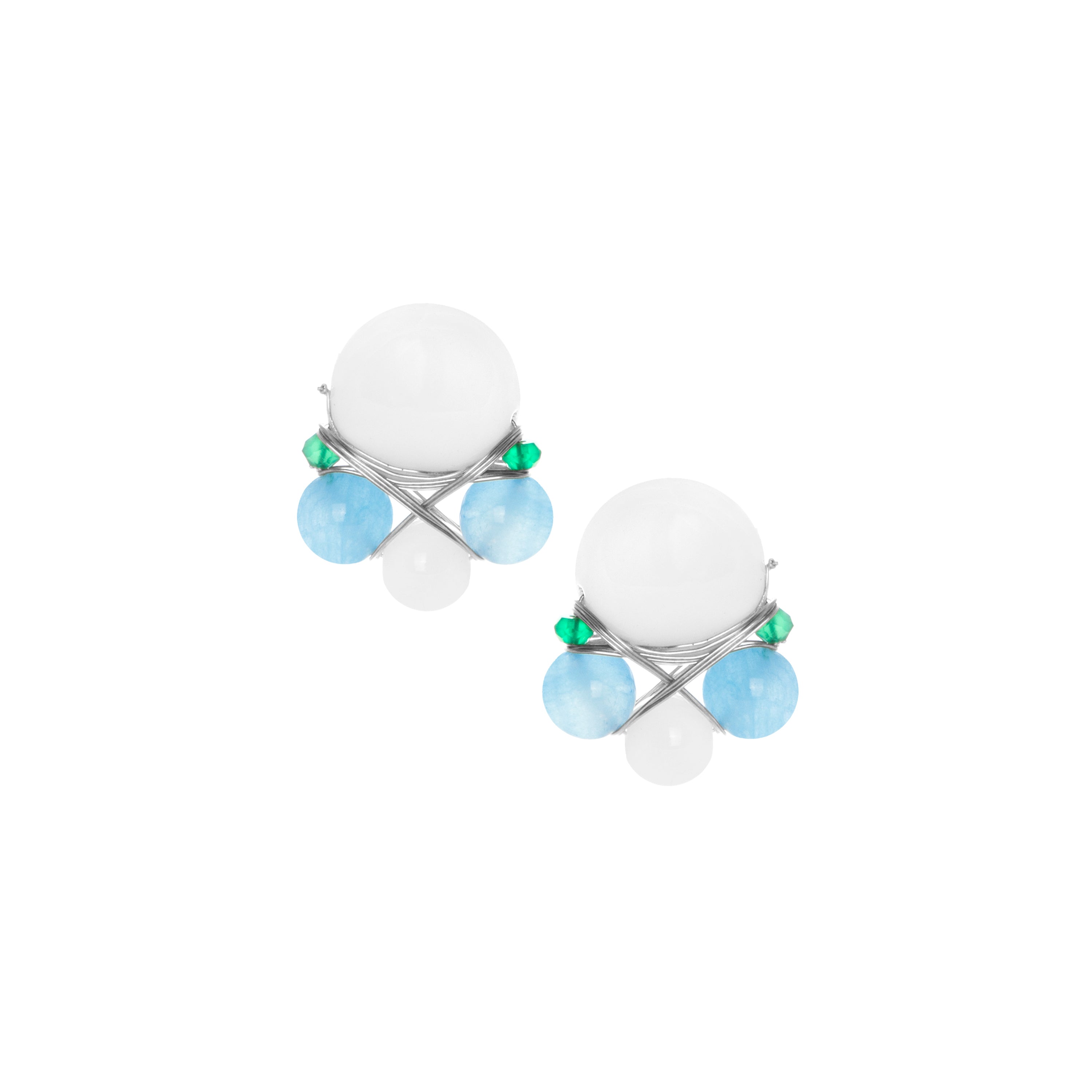 THE GABRIELLA (White & Blue) Earrings Jimena Alejandra Silver