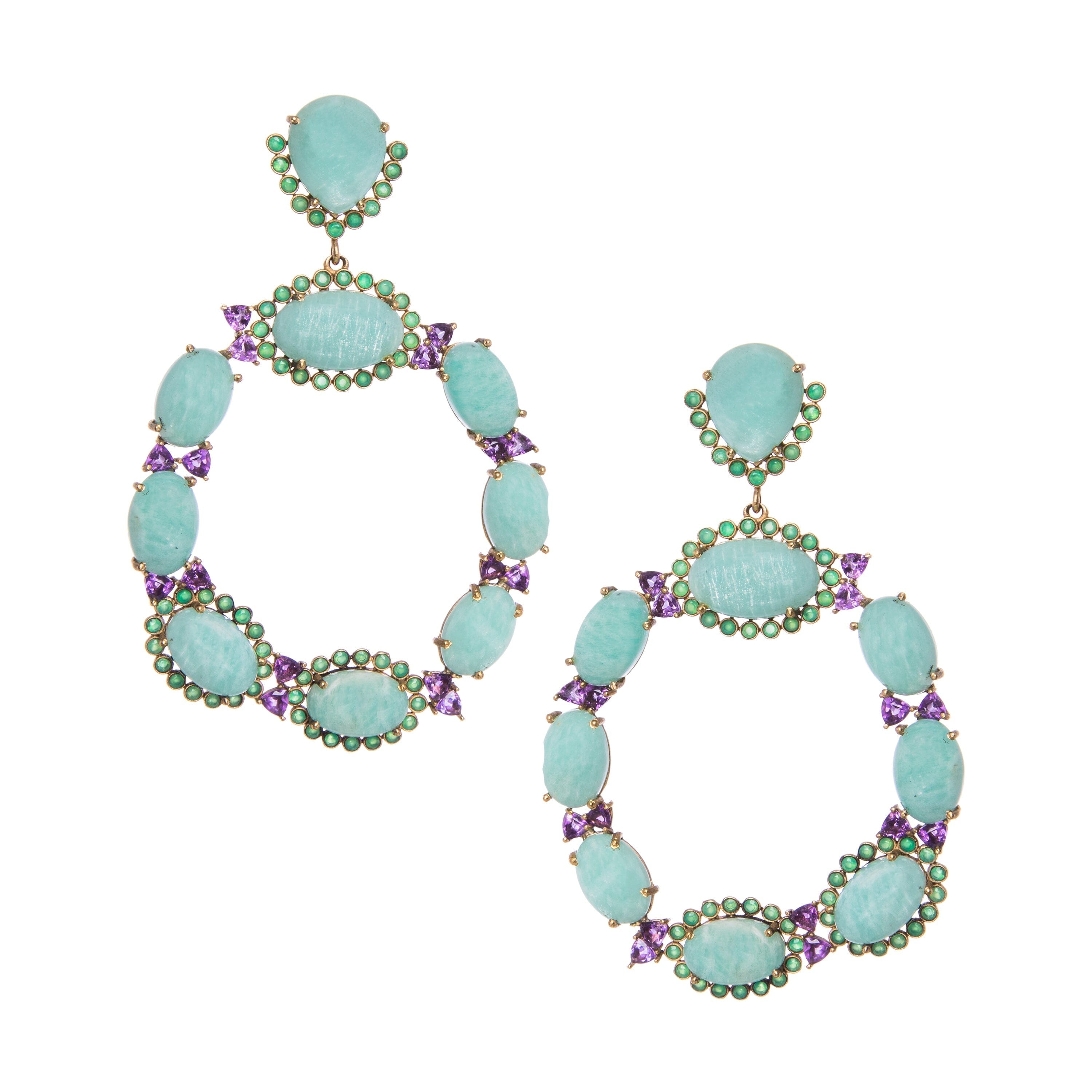 THE HEATHER (Amazonite) Earrings Jimena Alejandra Gold Plated Amazonite (Aqua)