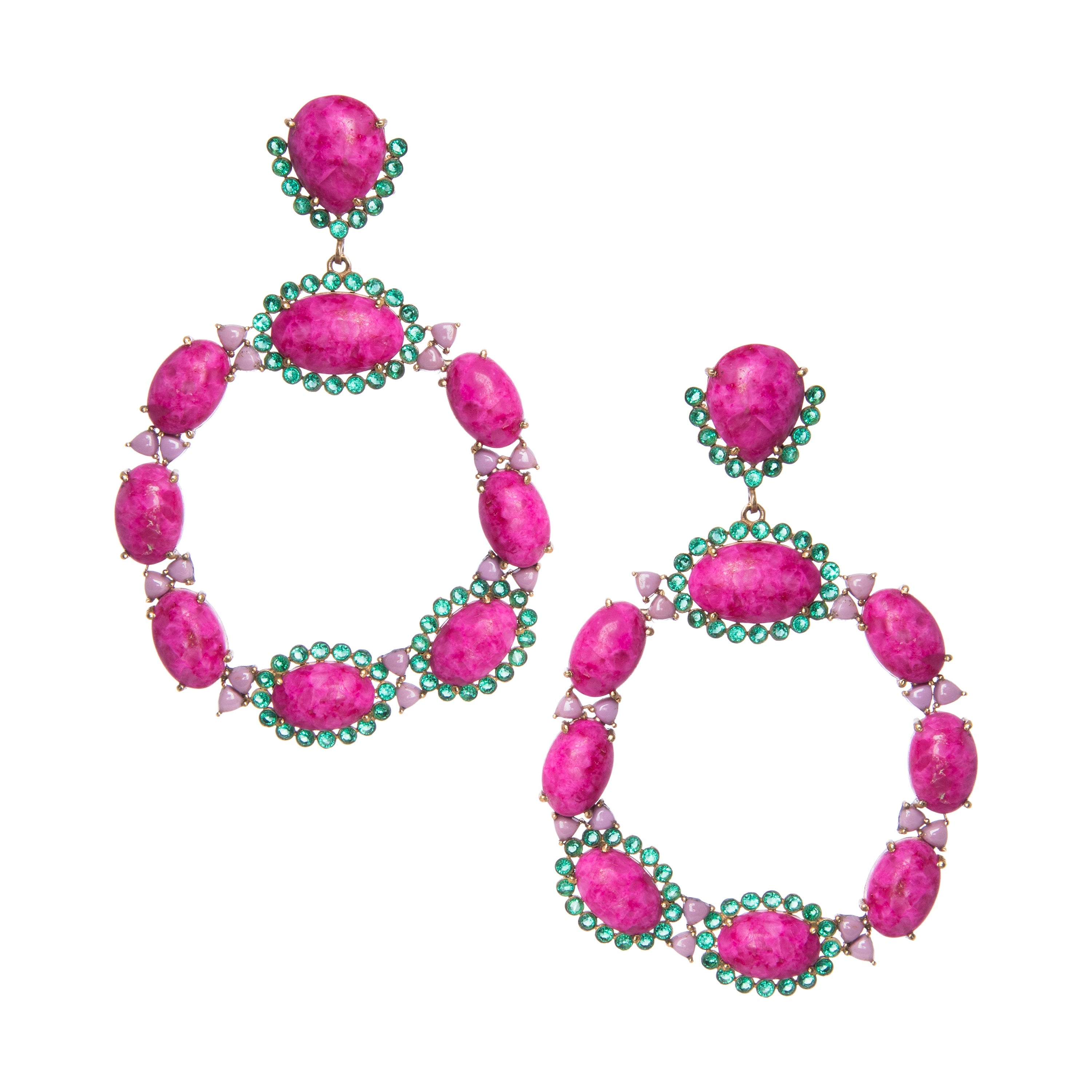 THE HEATHER Earrings Jimena Alejandra Gold Plated Pink Mohave Calcite (DeepPink)