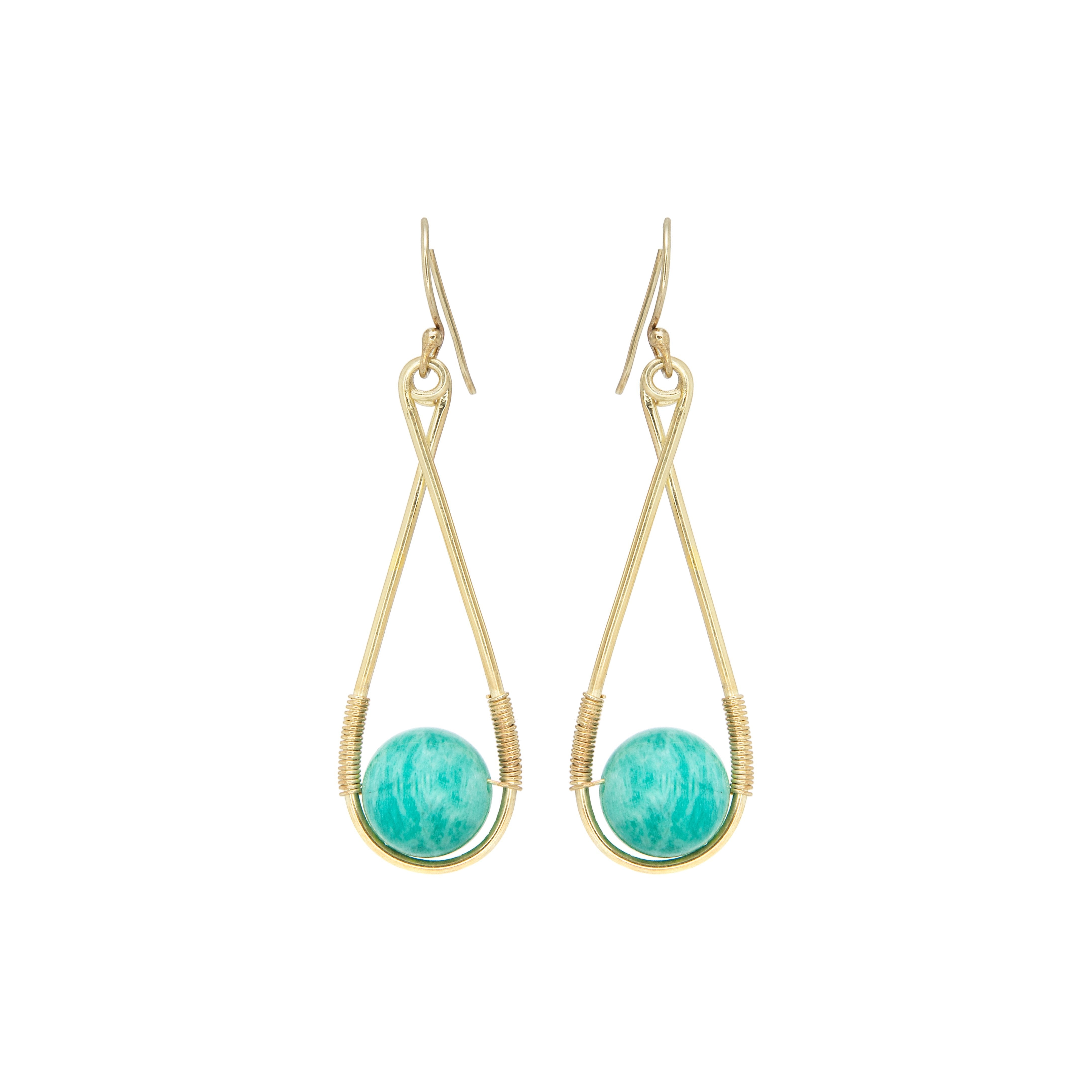 THE IVY Earrings Jimena Alejandra Brass Short (6cm) Amazonite (Aqua)