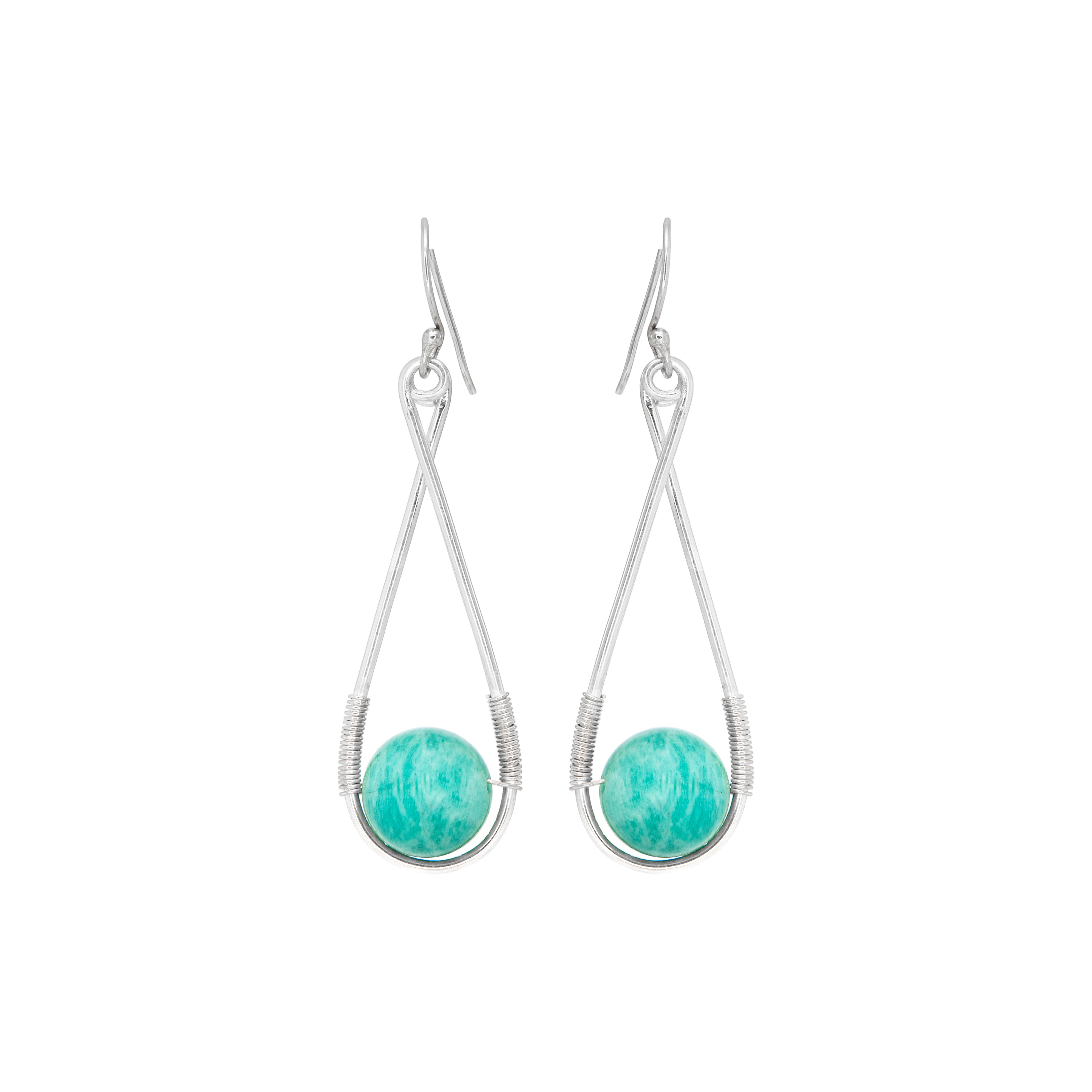 THE IVY Earrings Jimena Alejandra Silver Short (6cm) Amazonite (Aqua)