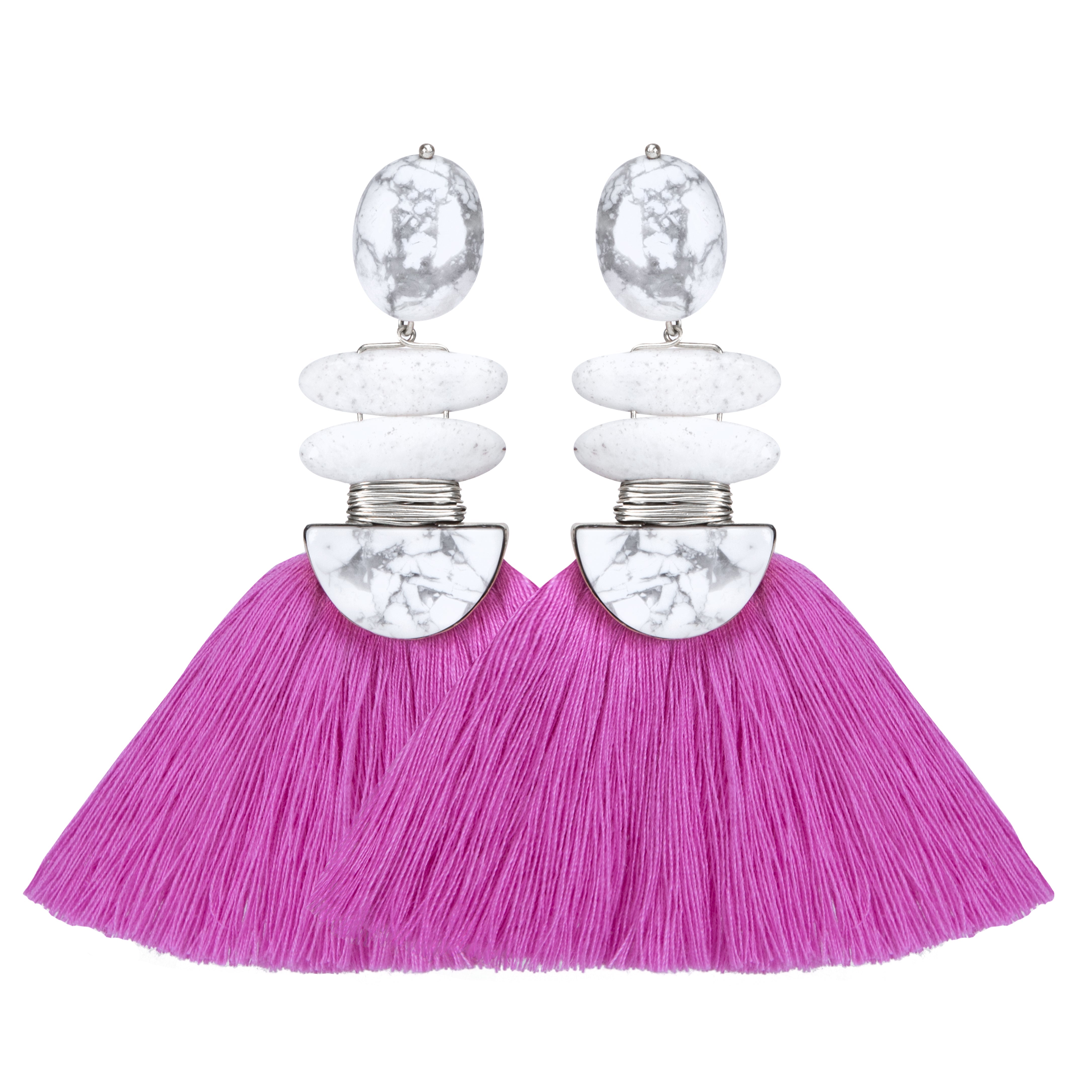 THE JOSIE (Hot Pink) Earrings Jimena Alejandra Silver Hot Pink (MediumOrchid) Pierced